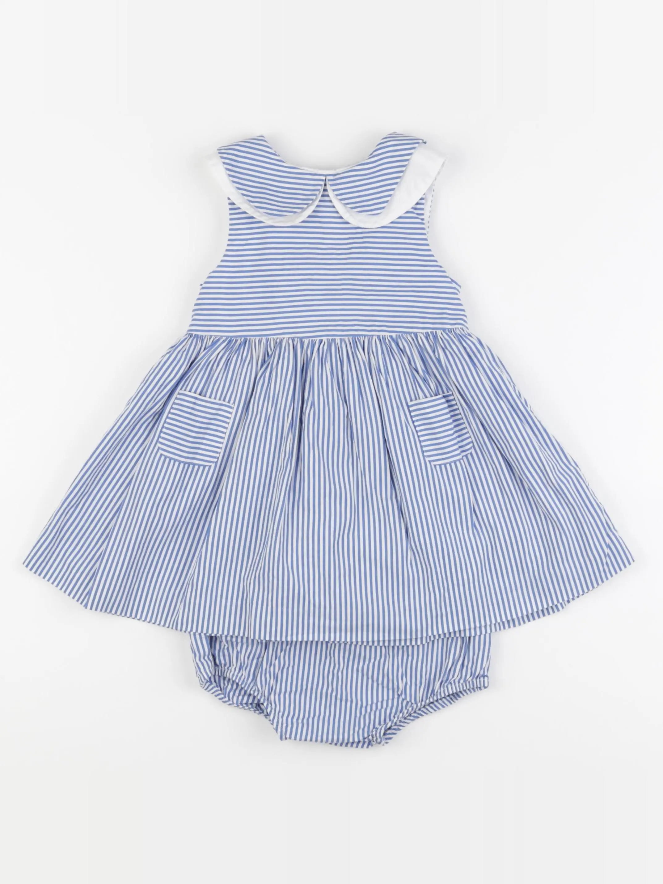 Jacadi - robe blanc, bleu - 24 mois