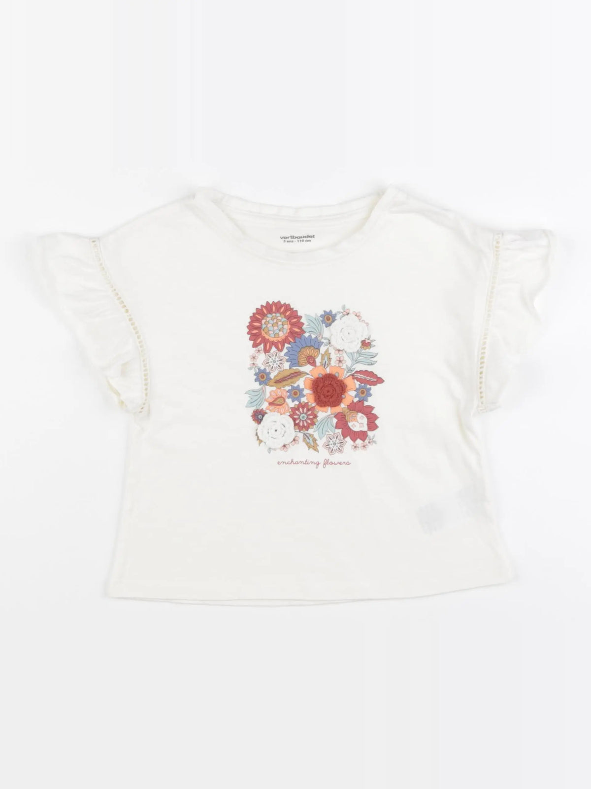 Vertbaudet - tee-shirt blanc, multicolore - 5 ans