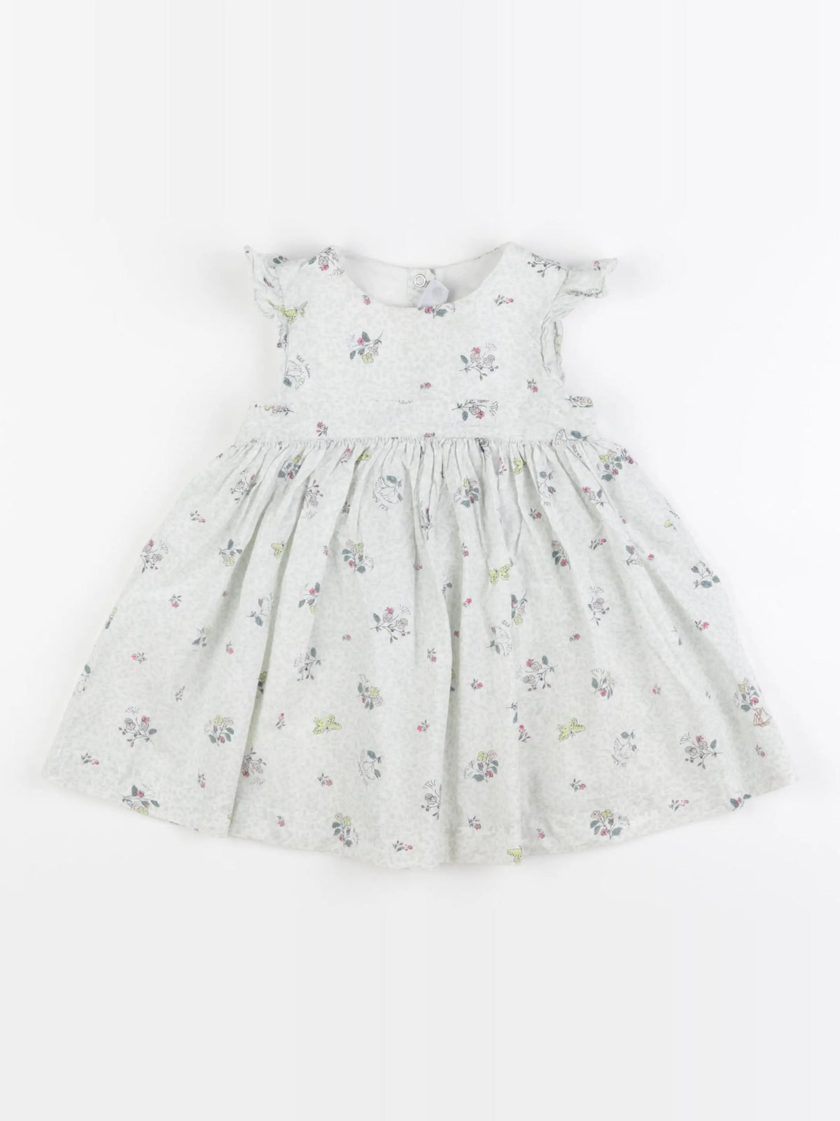 Petit Bateau - robe blanc, vert - 18 mois
