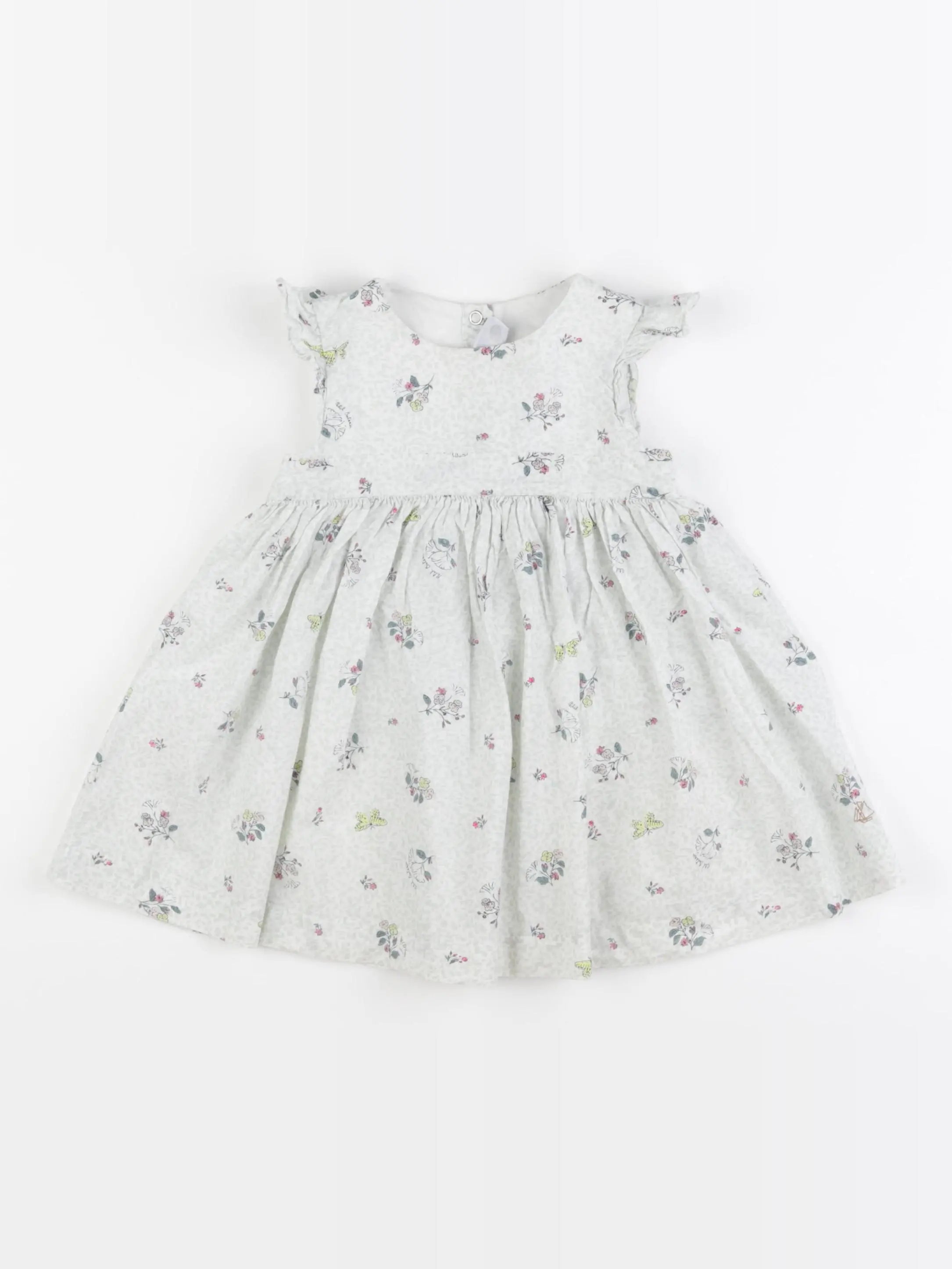 Petit Bateau - robe blanc, vert - 18 mois