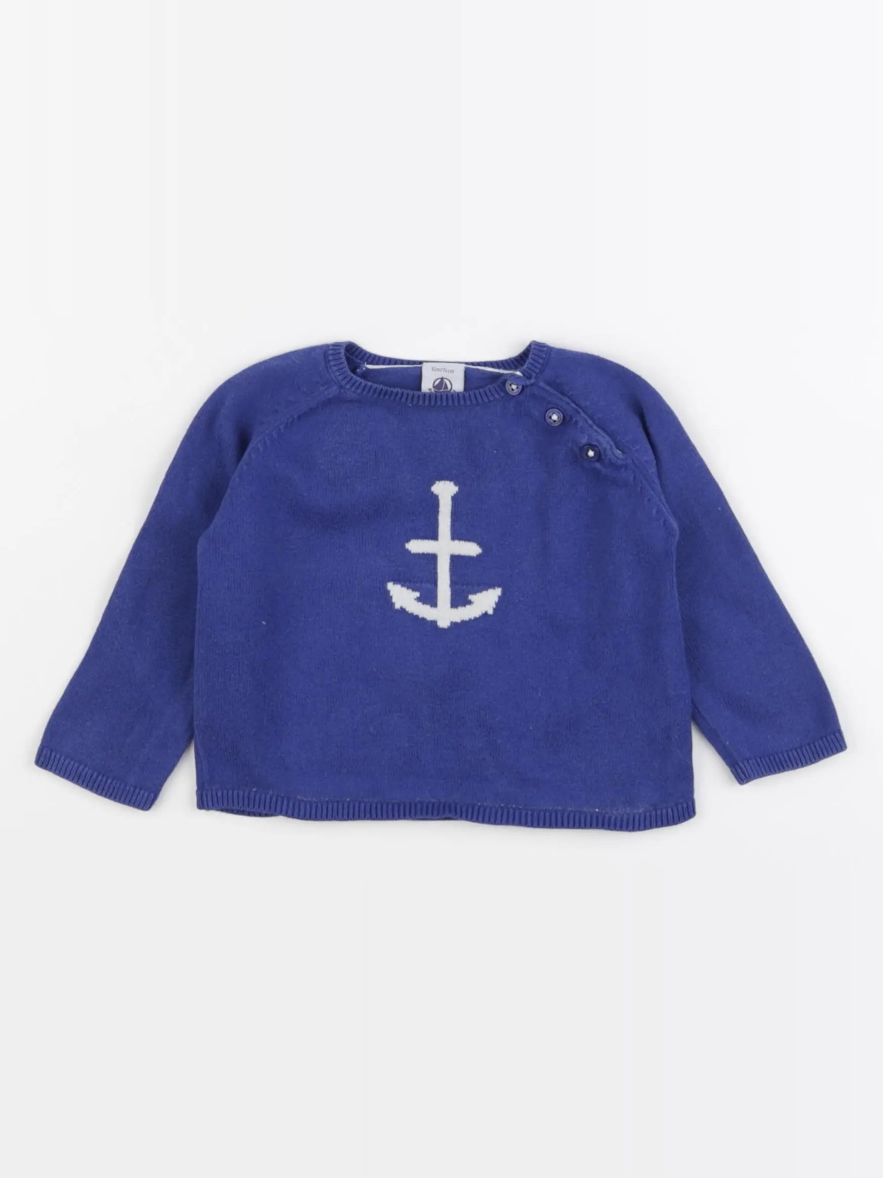 Petit Bateau - pull bleu - 12 mois