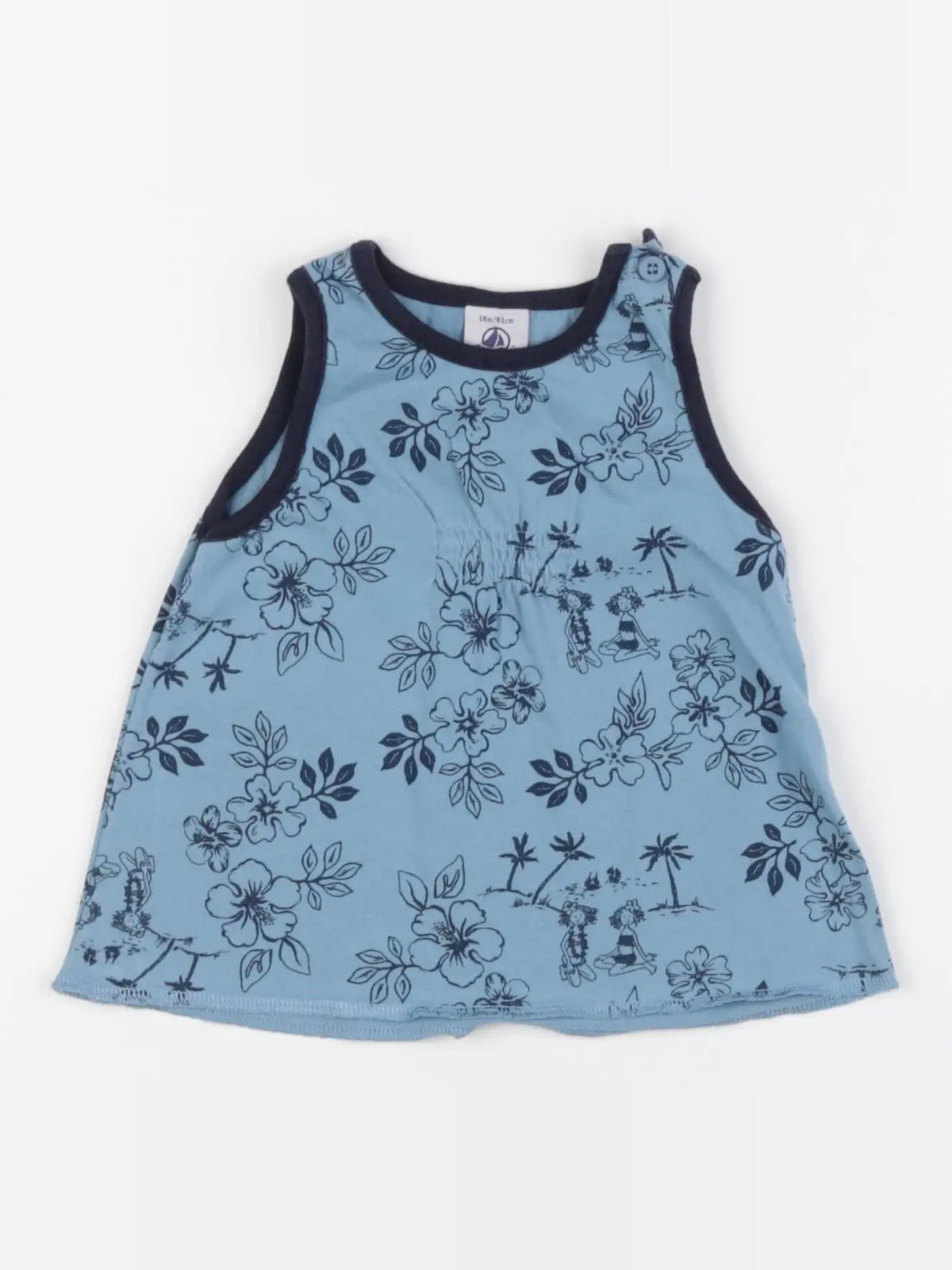 Petit Bateau - débardeur bleu - 18 mois