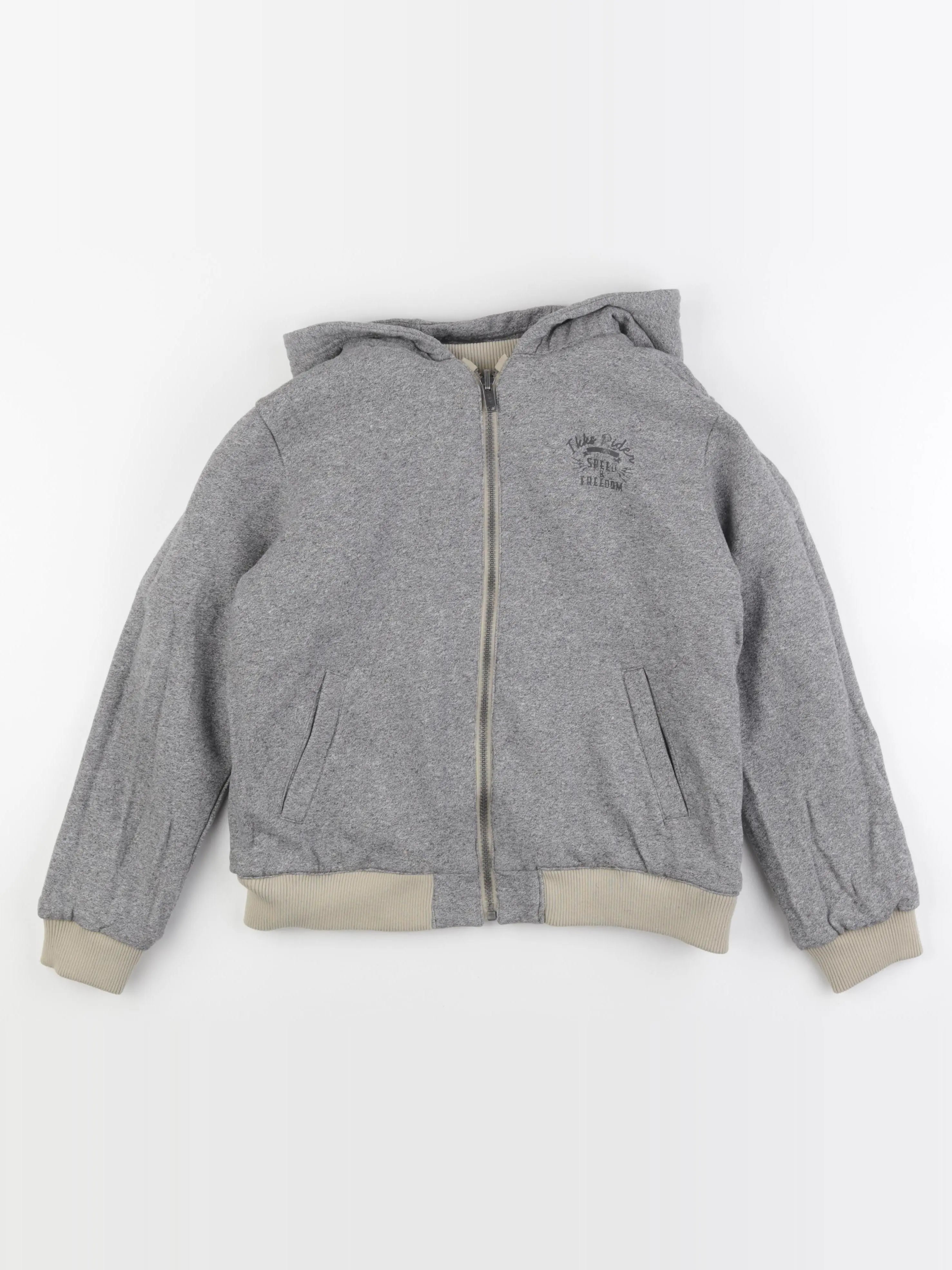 IKKS - veste réversible beige, gris - 12 ans