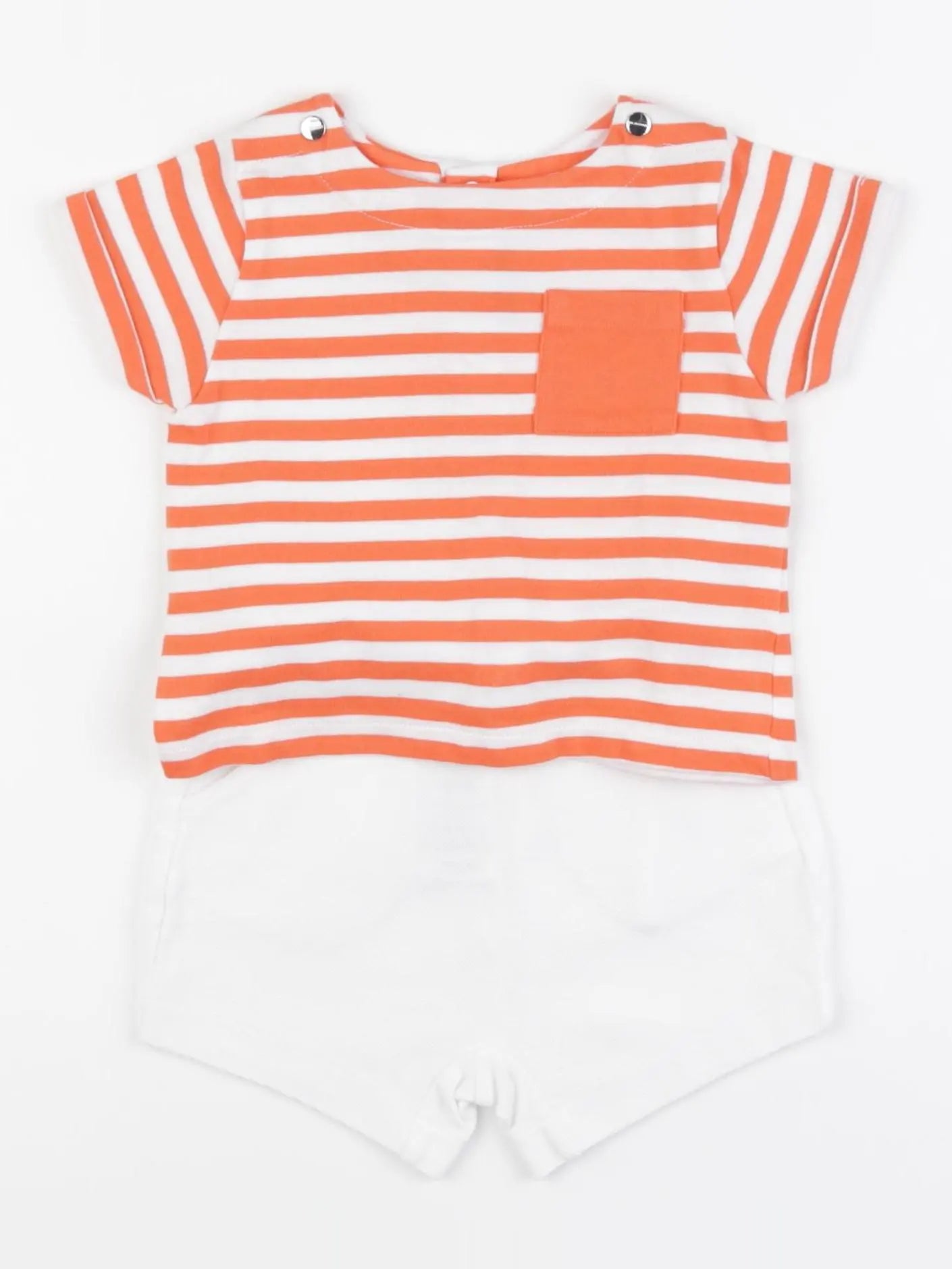 Jacadi - ensemble blanc, orange - 6 mois