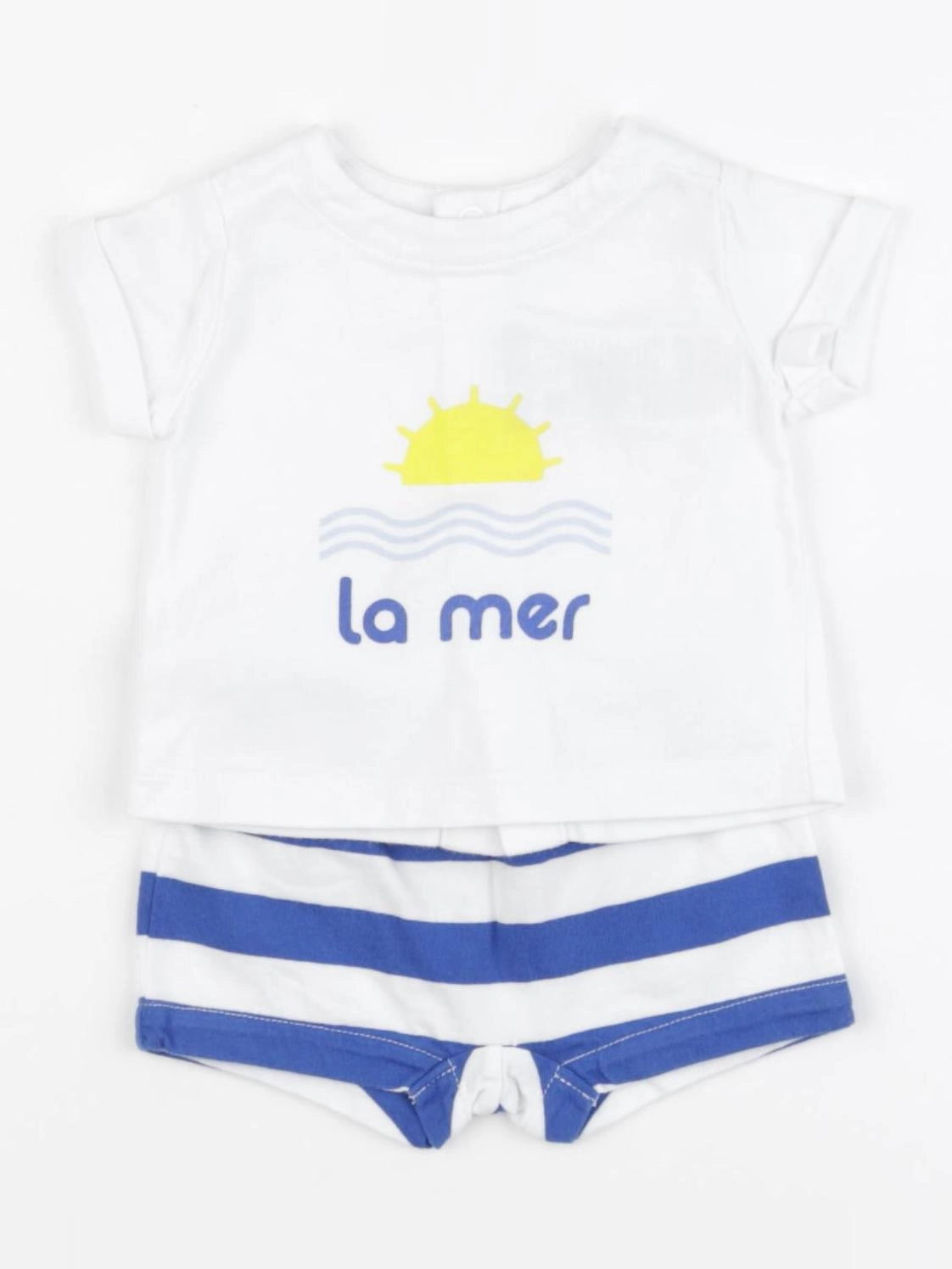 Jacadi - ensemble blanc, bleu - 1 mois