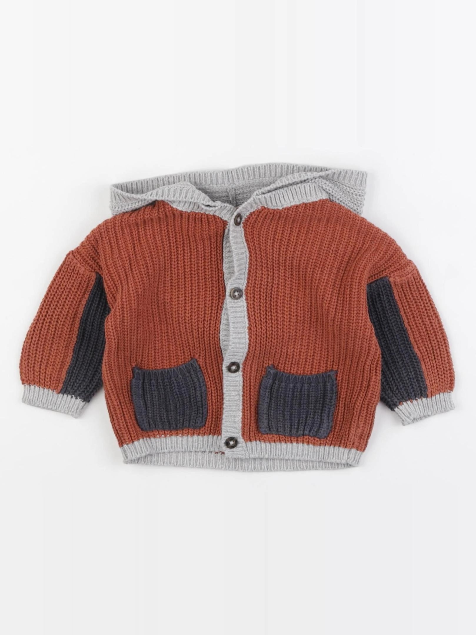 Vertbaudet - gilet bleu, marron - 3 mois