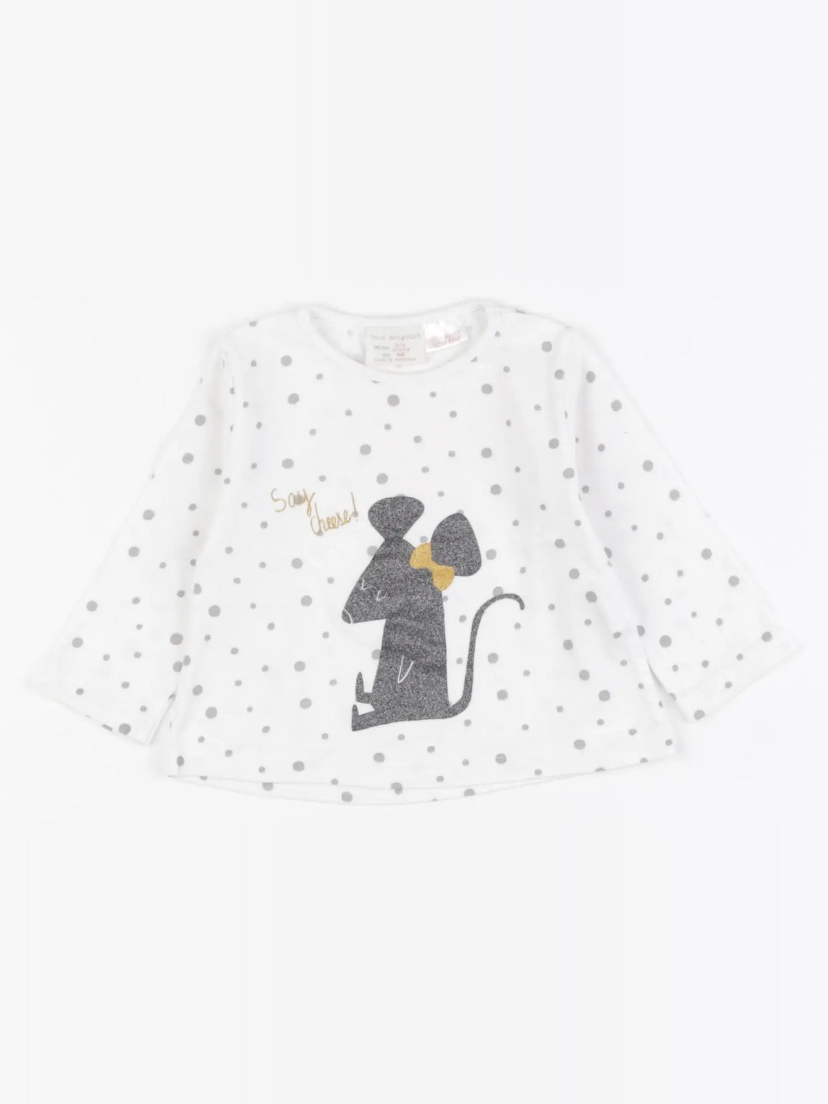 Zara - tee-shirt blanc, gris - 3/6 mois