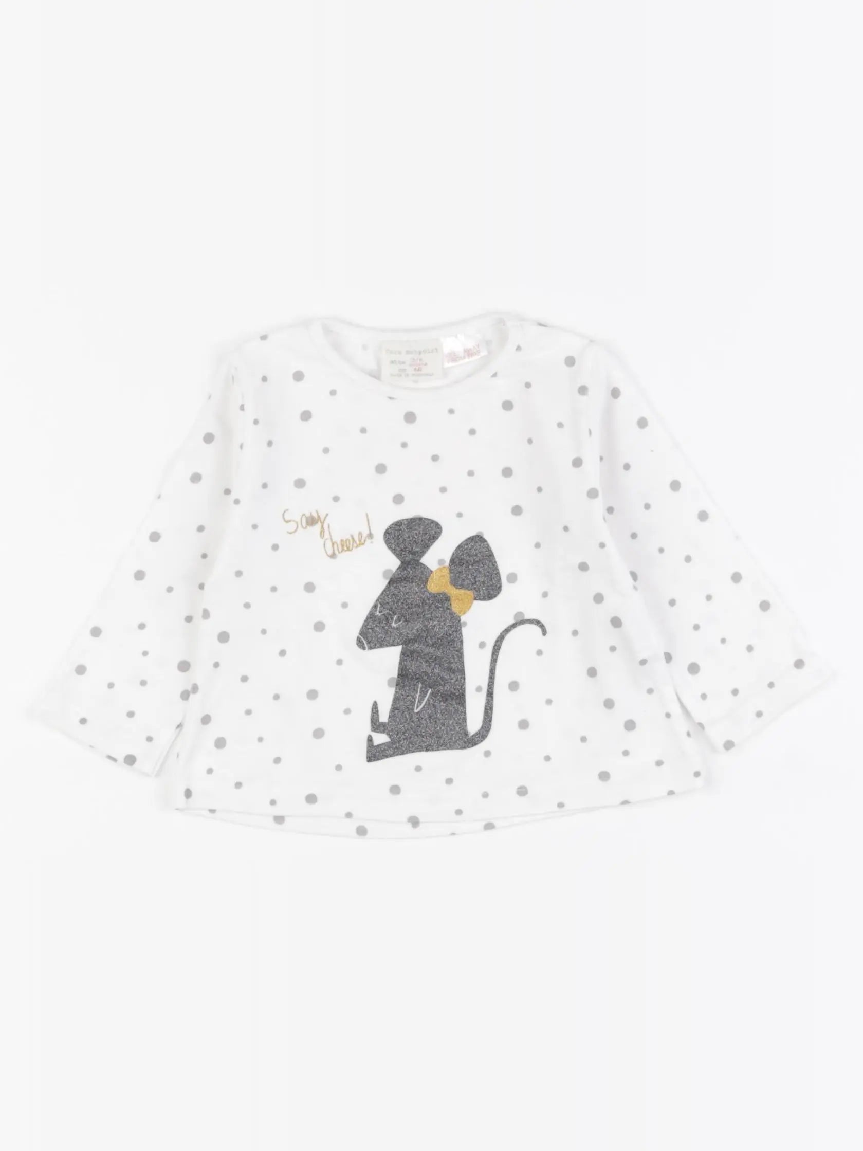 Zara - tee-shirt blanc, gris - 3/6 mois