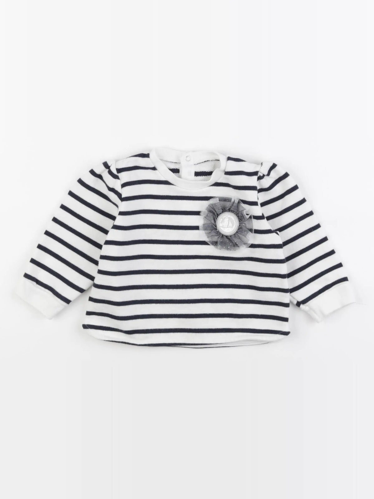 Petit Bateau - sweat blanc, bleu - 12 mois