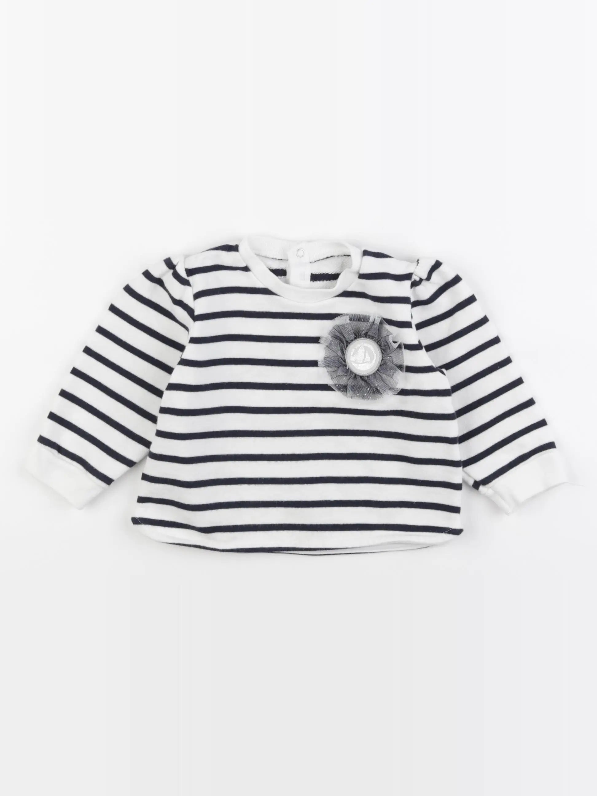 Petit Bateau - sweat blanc, bleu - 12 mois
