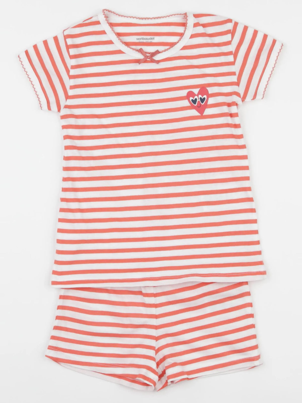 Vertbaudet - pyjama coton blanc, orange - 5 ans