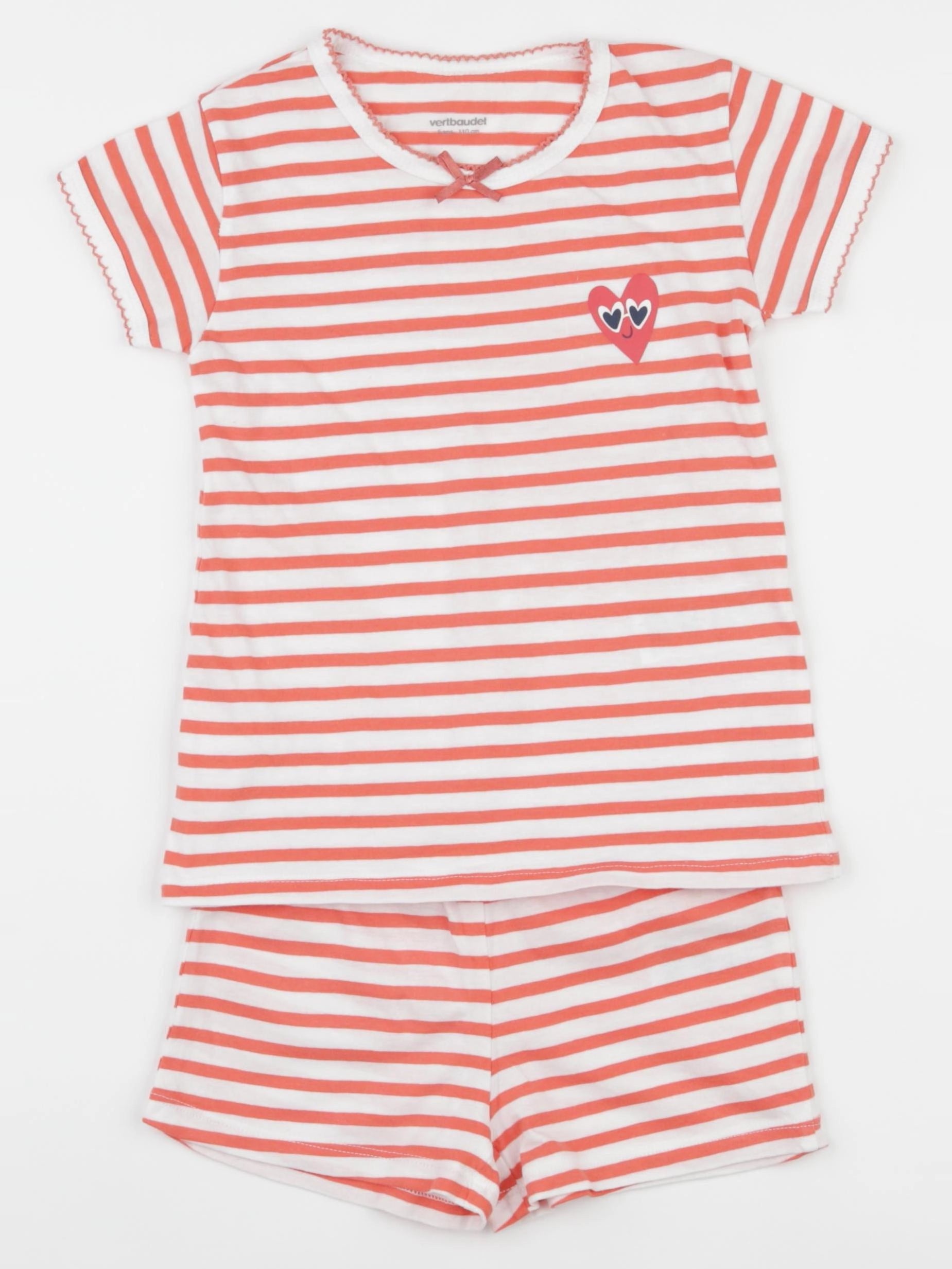 Vertbaudet - pyjama coton blanc, orange - 5 ans