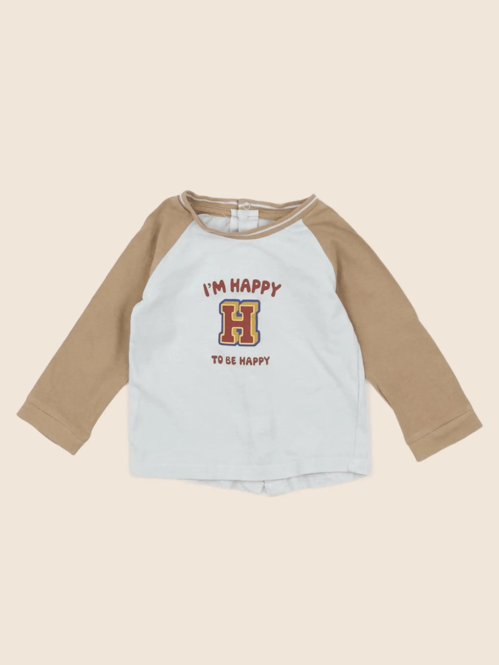 Vertbaudet - tee-shirt beige, marron - 9 mois