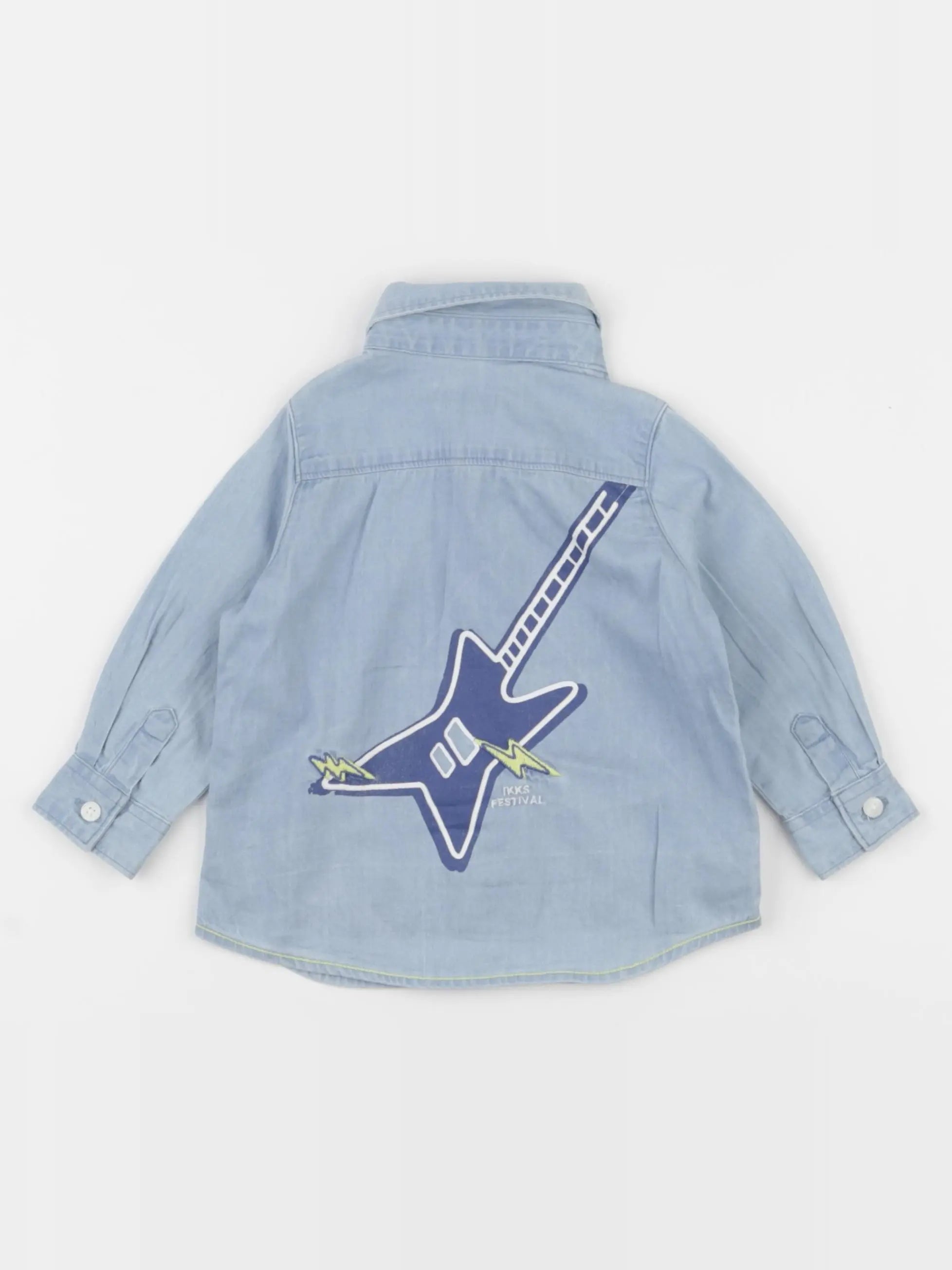 IKKS - chemise imprimé au dos bleu - 6 mois