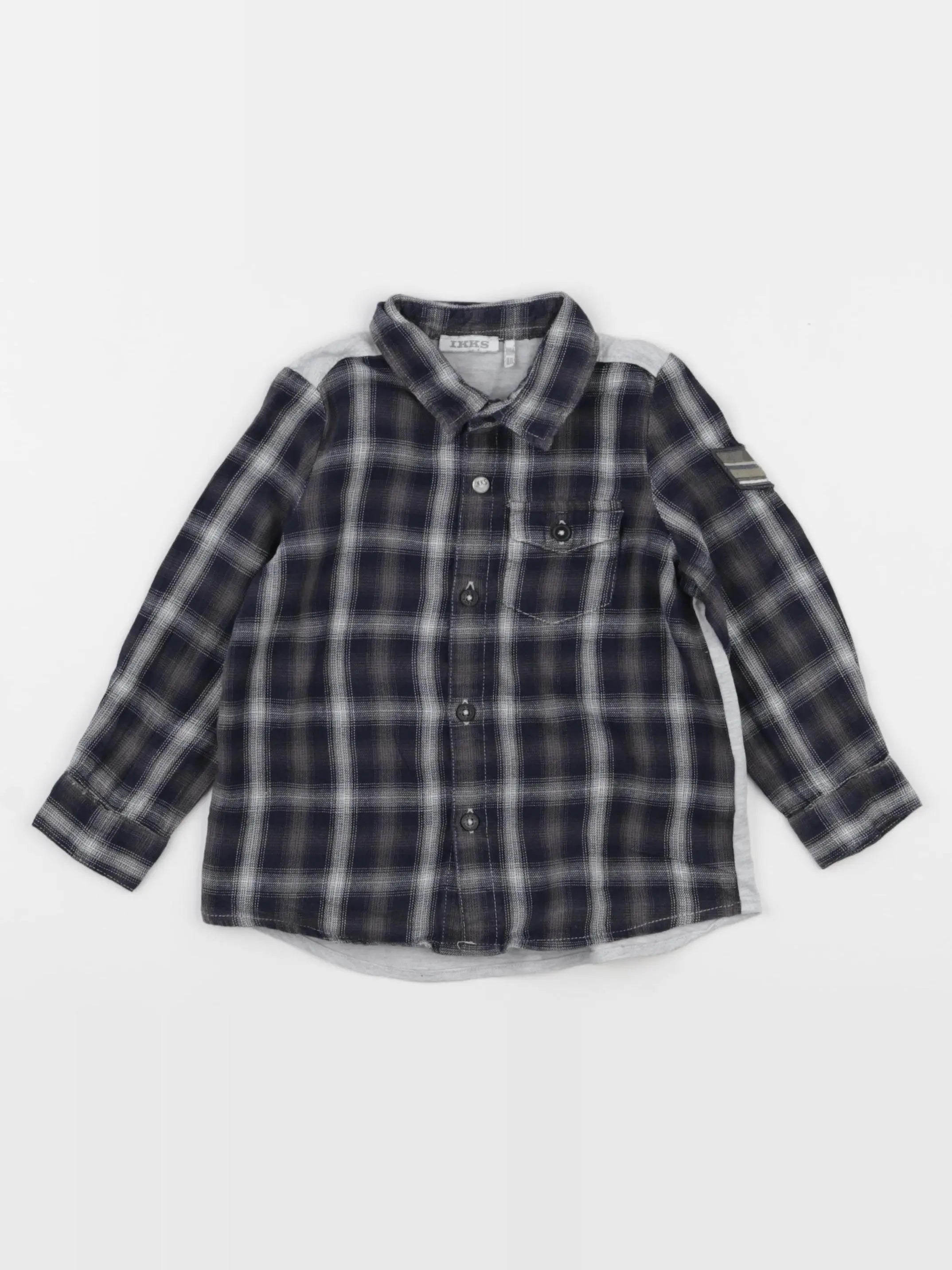 IKKS - chemise bleu, gris - 18 mois