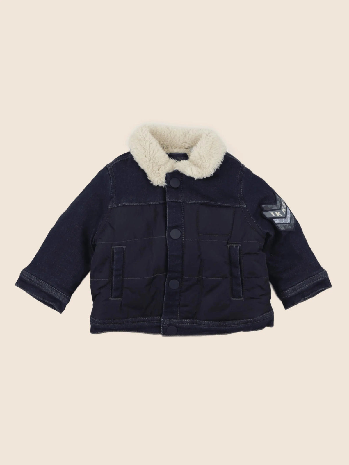 IKKS - veste doublé beige, bleu - 6 mois