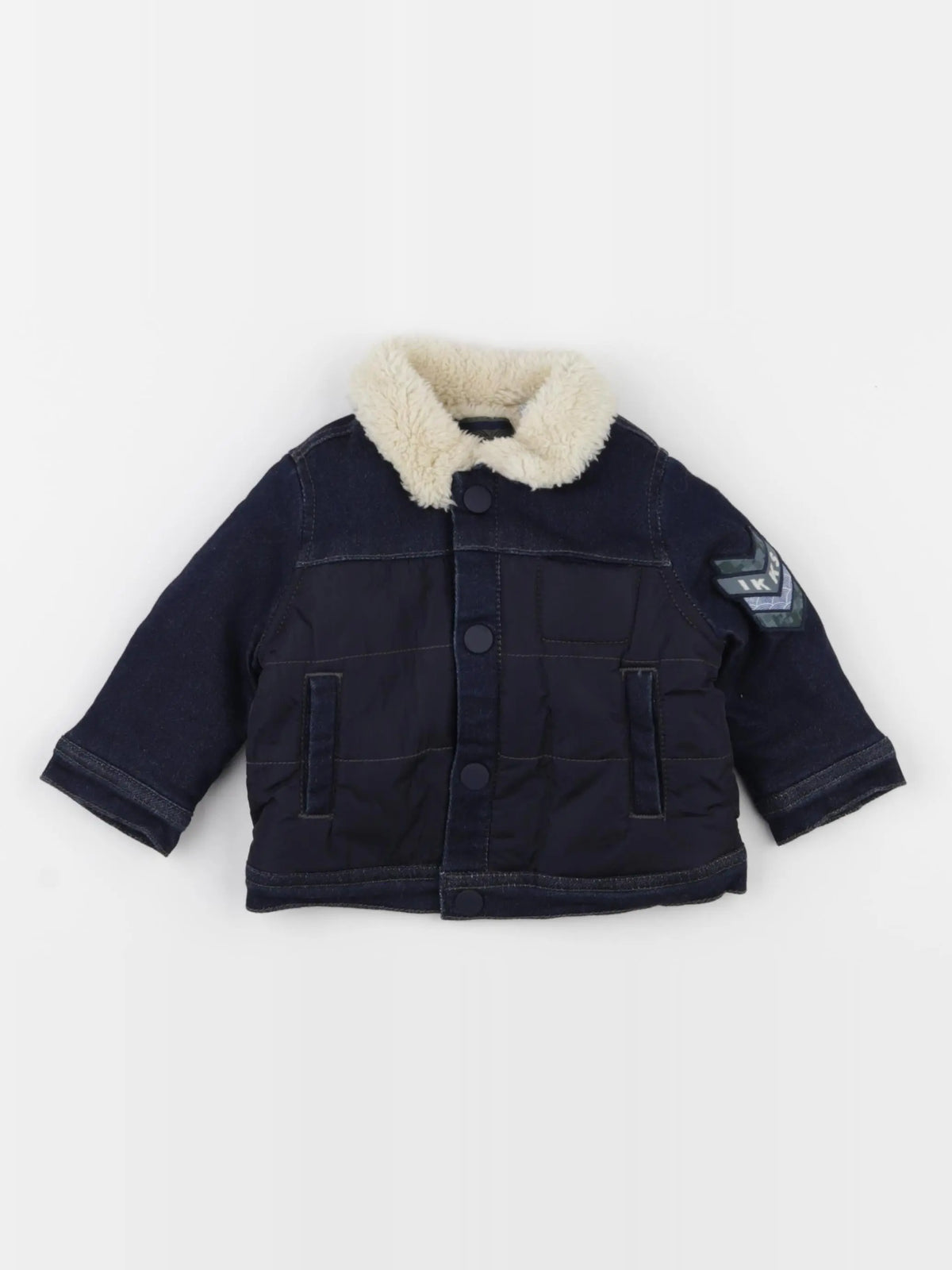 IKKS - veste doublé beige, bleu - 6 mois