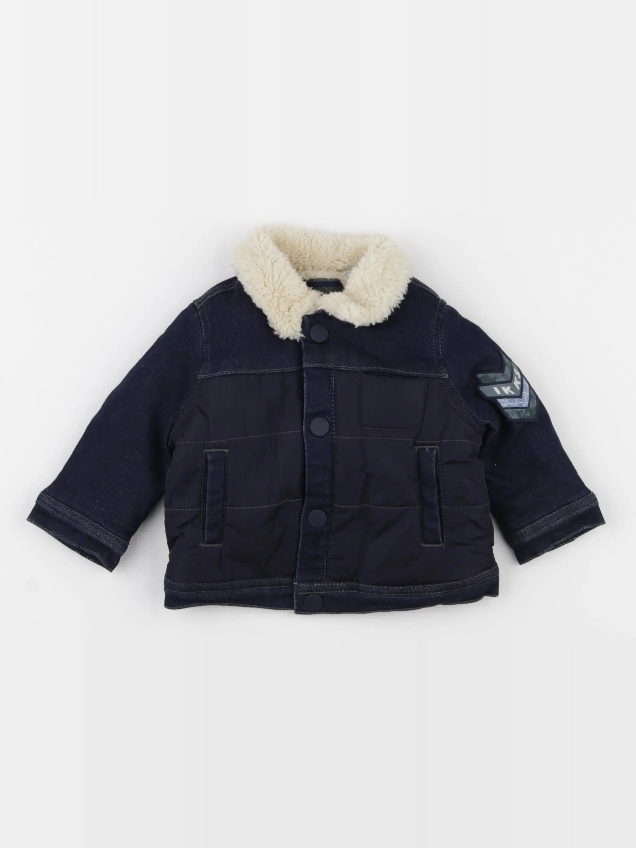 IKKS - veste doublé beige, bleu - 6 mois