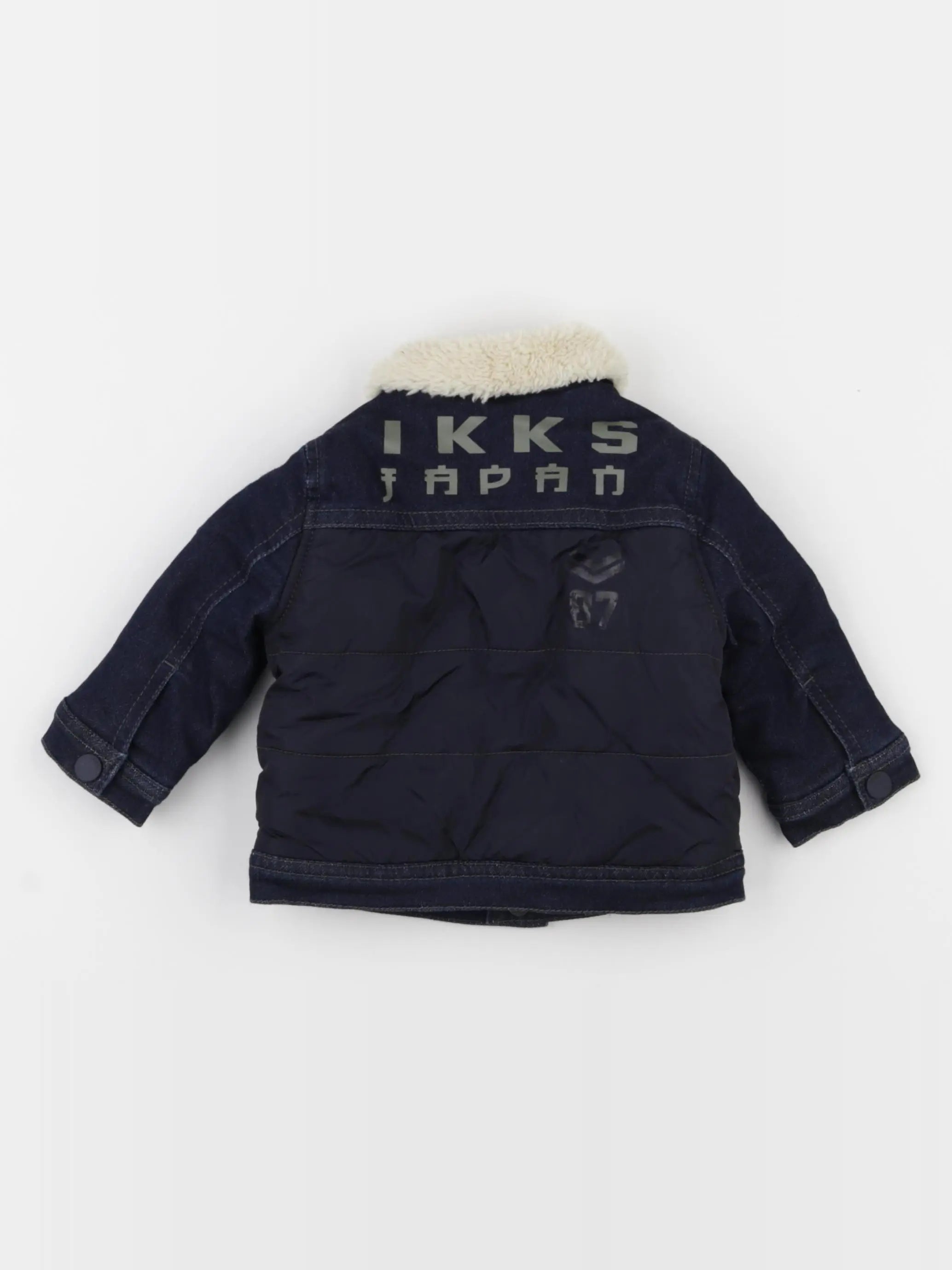 IKKS - veste doublé beige, bleu - 6 mois