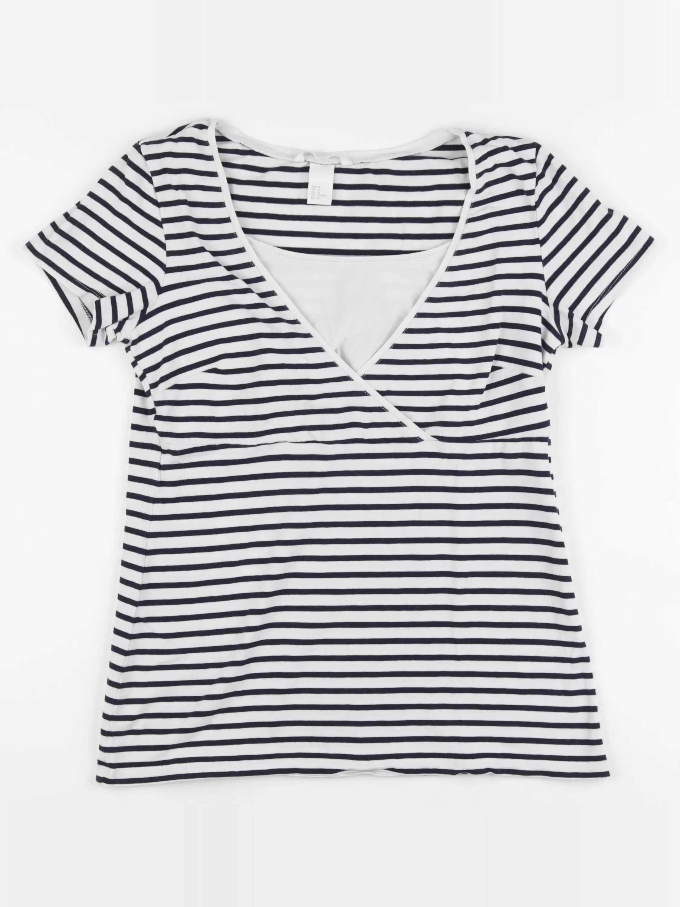H&M - tee-shirt grossesse blanc, bleu - m
