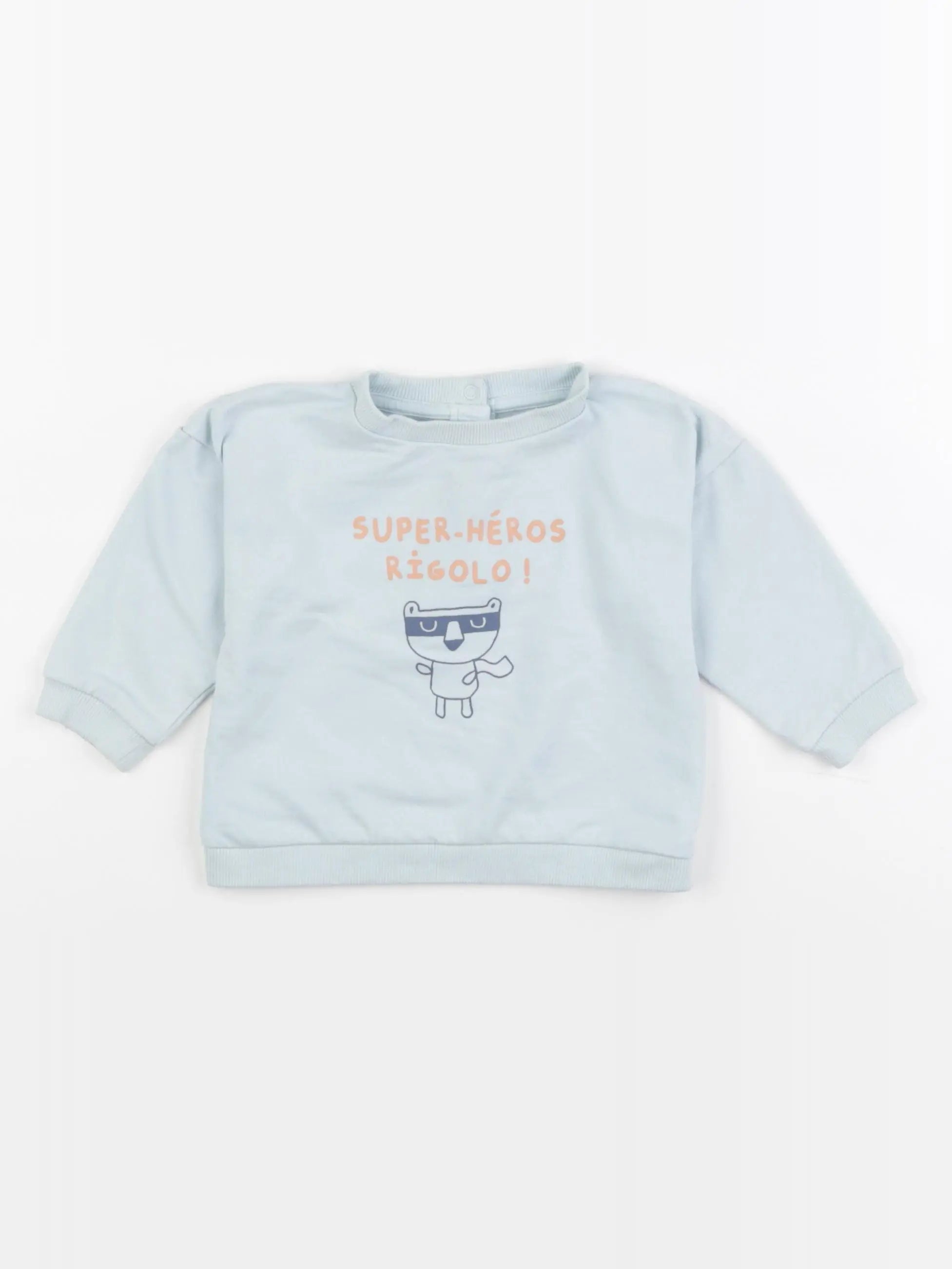 Vertbaudet - sweat bleu - 12 mois