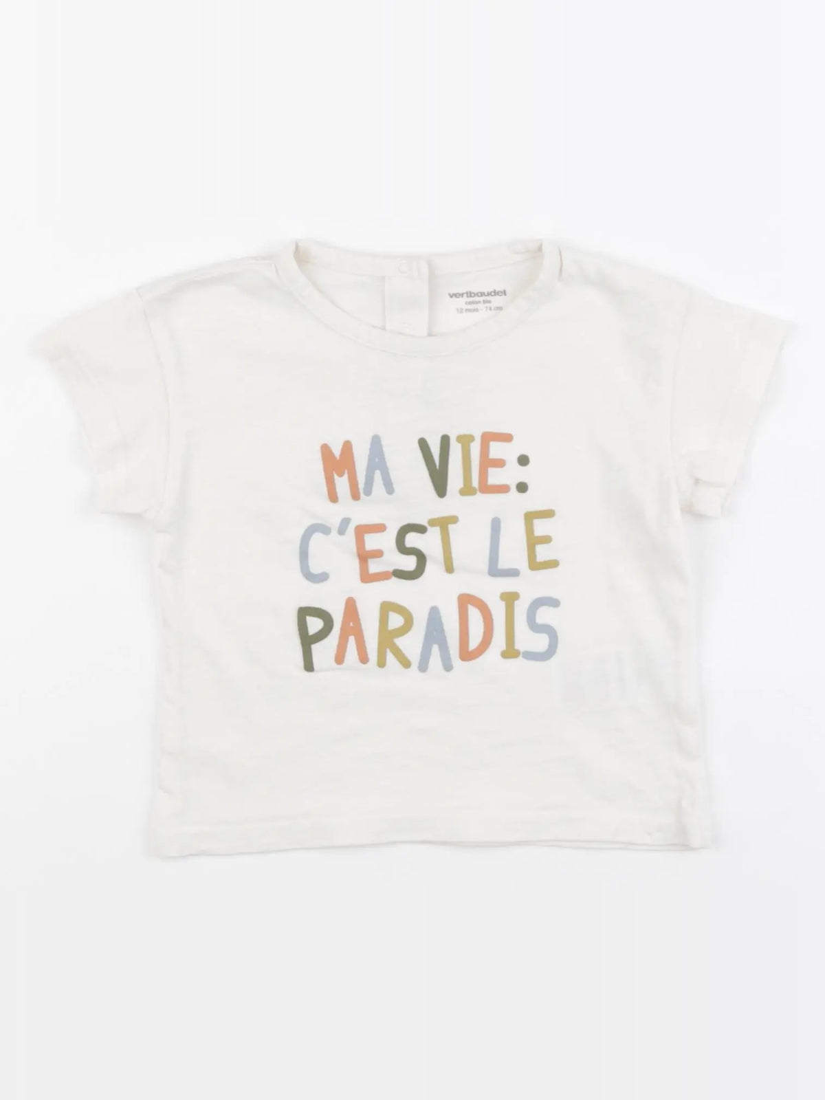 Vertbaudet - tee-shirt beige - 12 mois