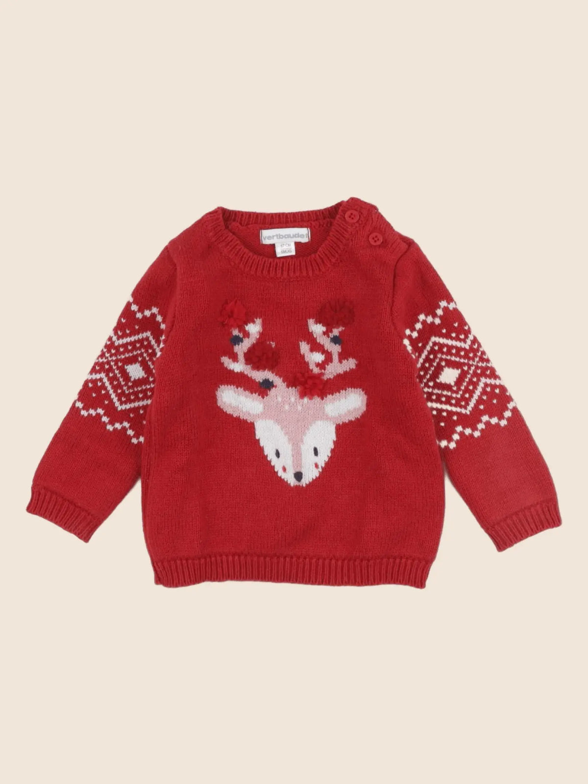 Vertbaudet - pull rouge - 6 mois