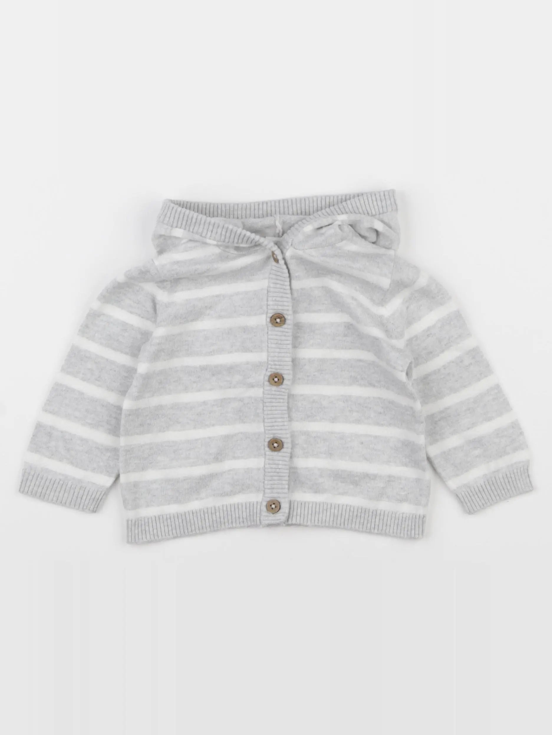 H&M - gilet blanc, gris - 4/6 mois