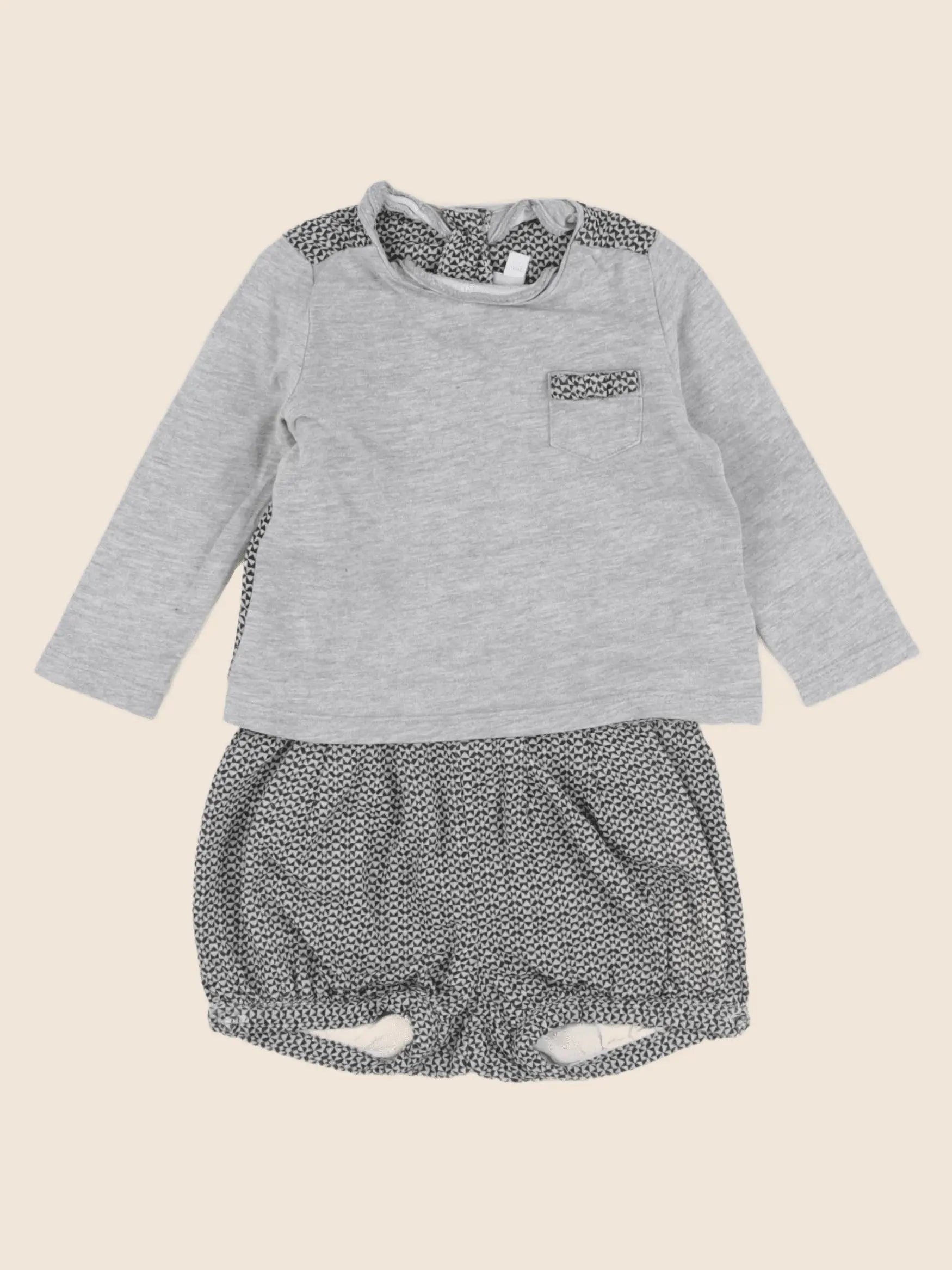 Natalys - ensemble gris - 9 mois