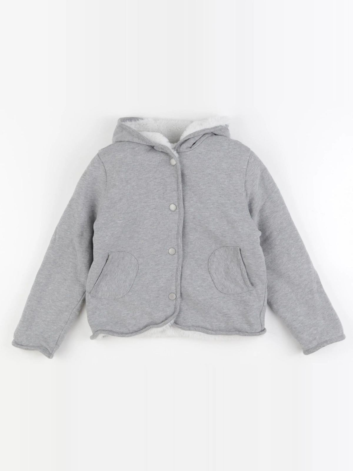 Vertbaudet - veste doublé, réversible, imprimé au dos gris, blanc - 8 ans