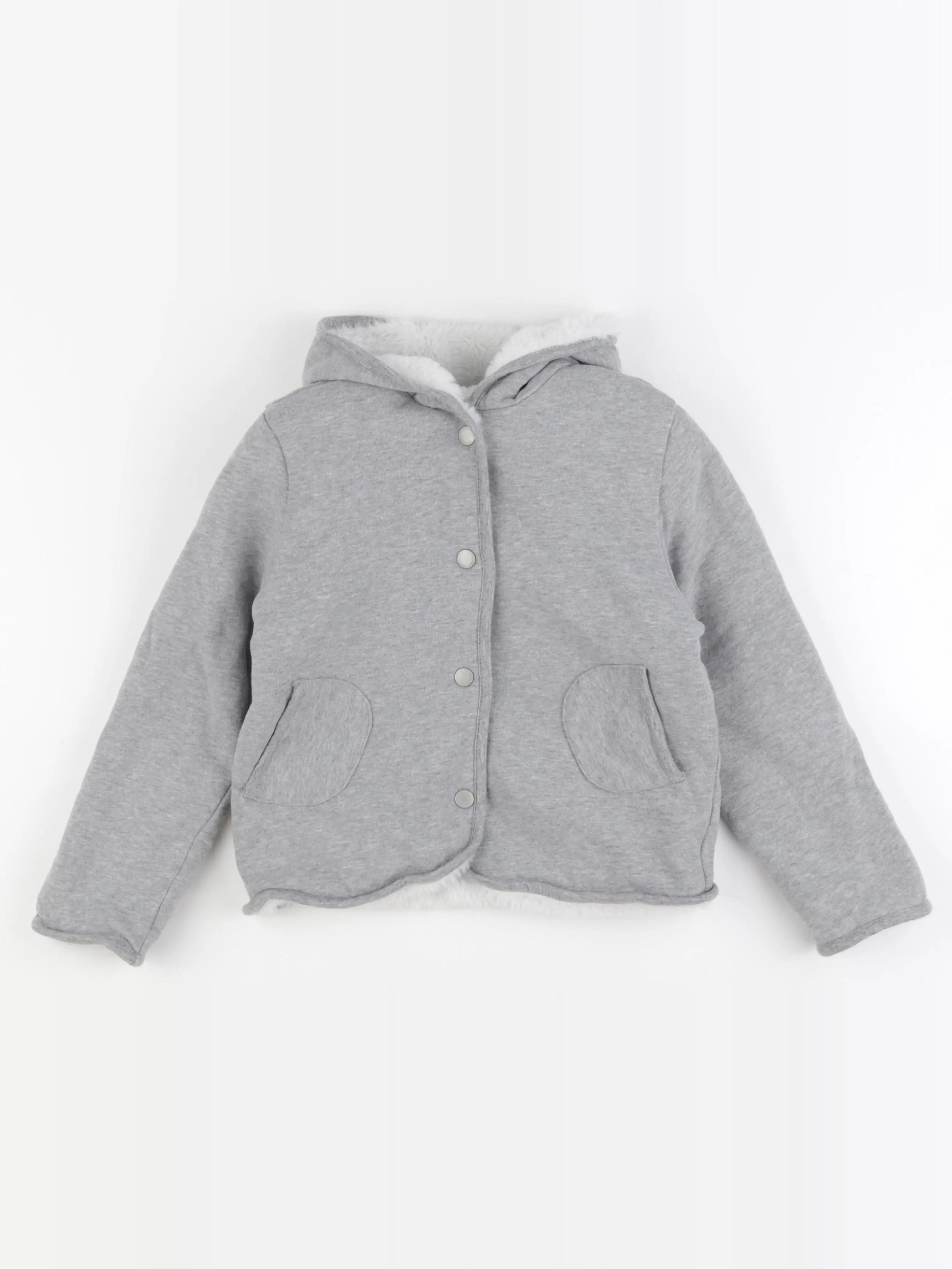 Vertbaudet - veste doublé, réversible, imprimé au dos gris, blanc - 8 ans