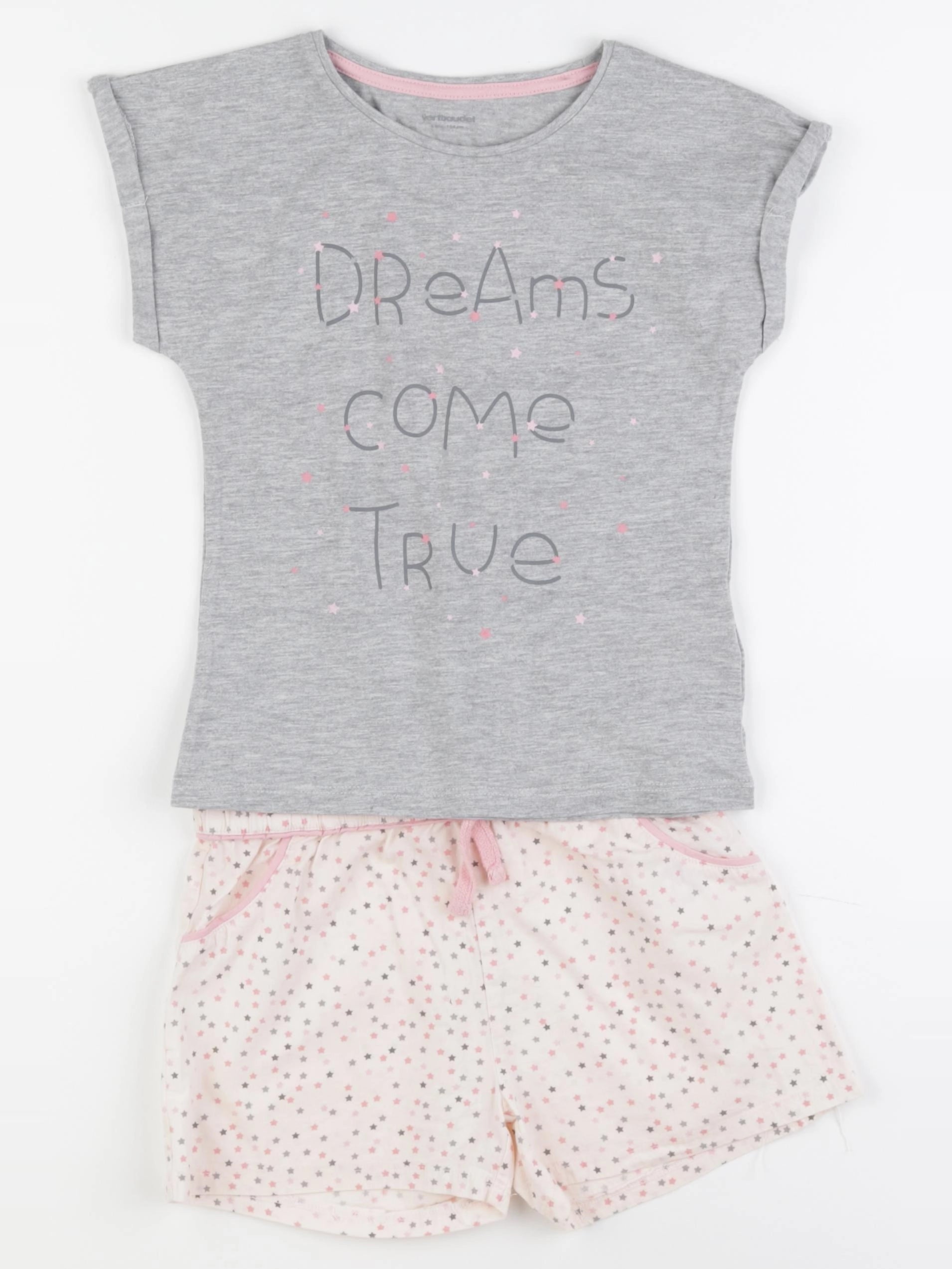 Vertbaudet - pyjama coton gris, rose - 6 ans
