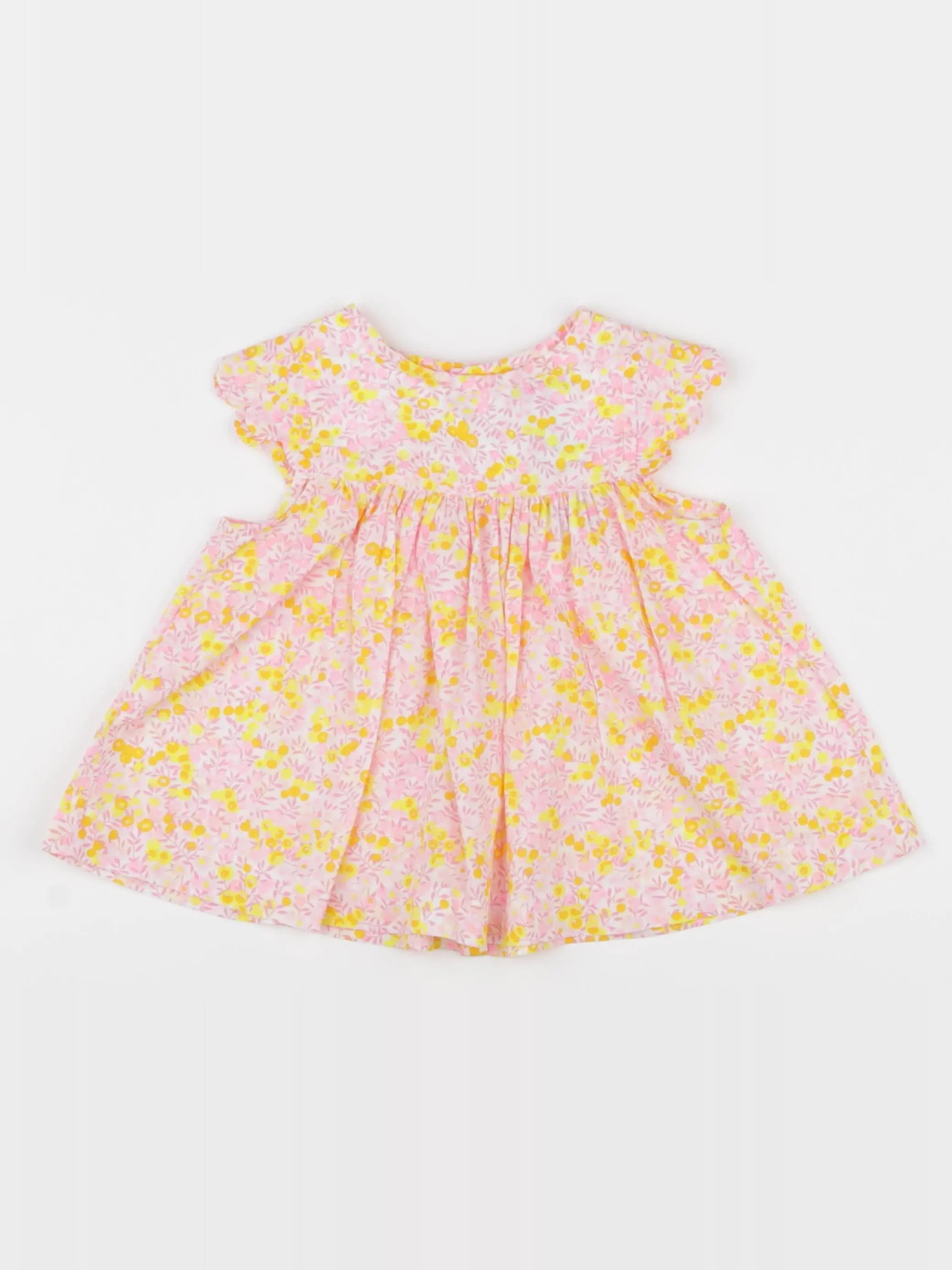 Jacadi - blouse liberty jaune, rose - 24 mois