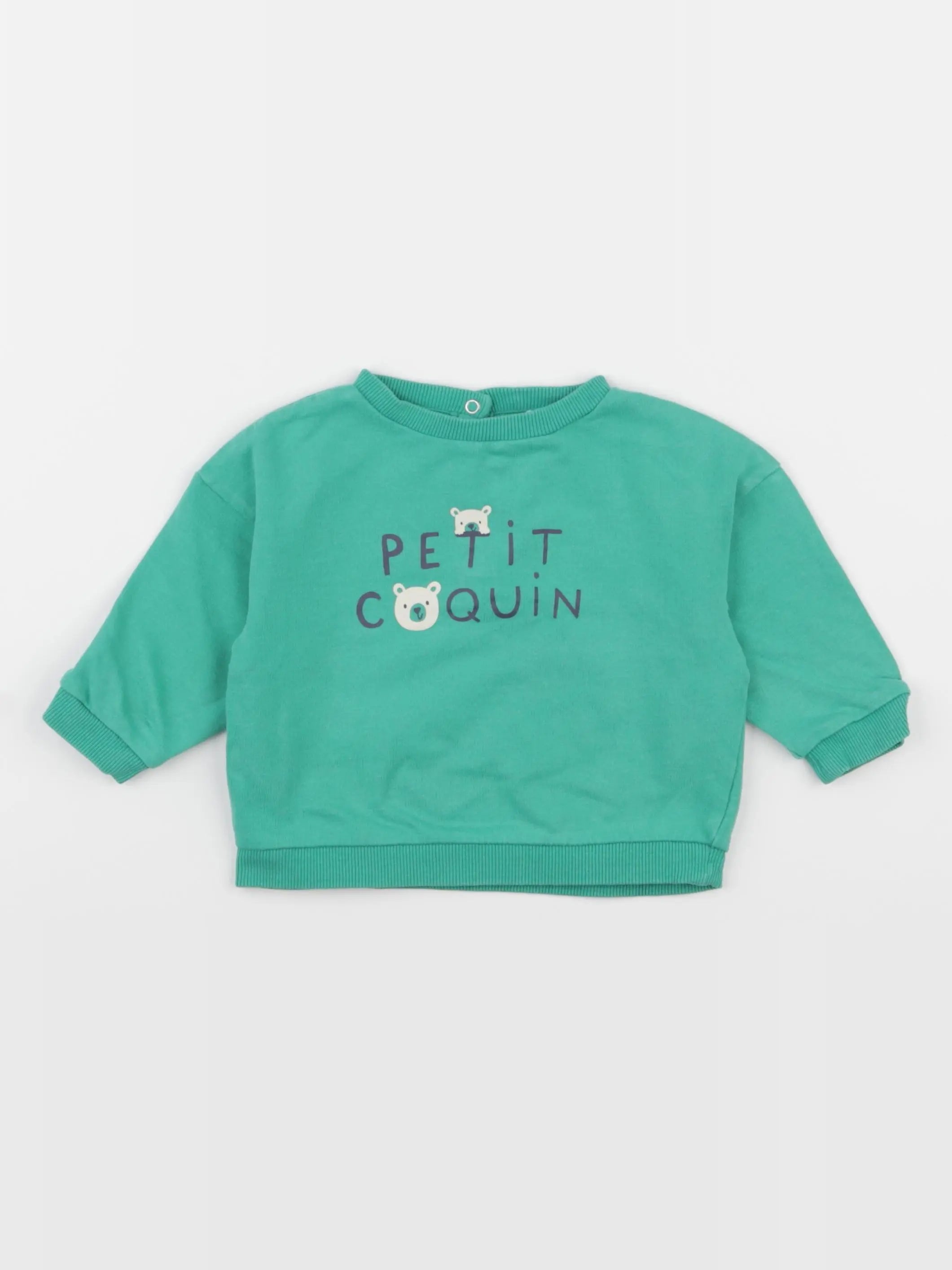 Vertbaudet - sweat vert - 9 mois