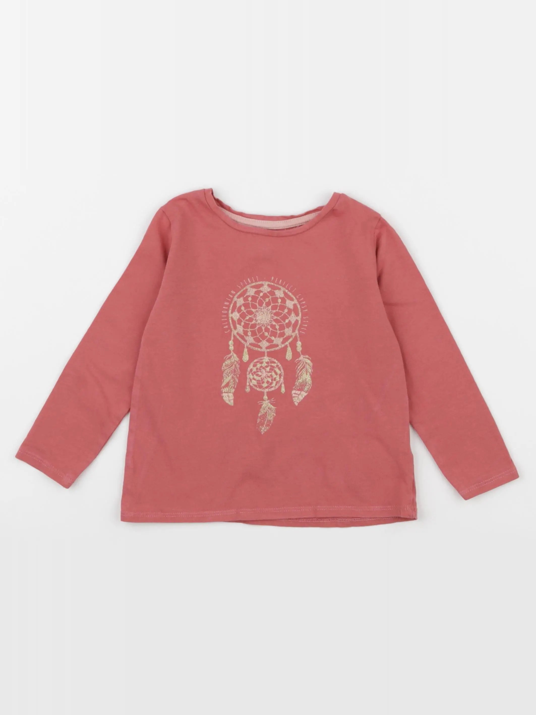 Vertbaudet - tee-shirt or, rose - 2 ans