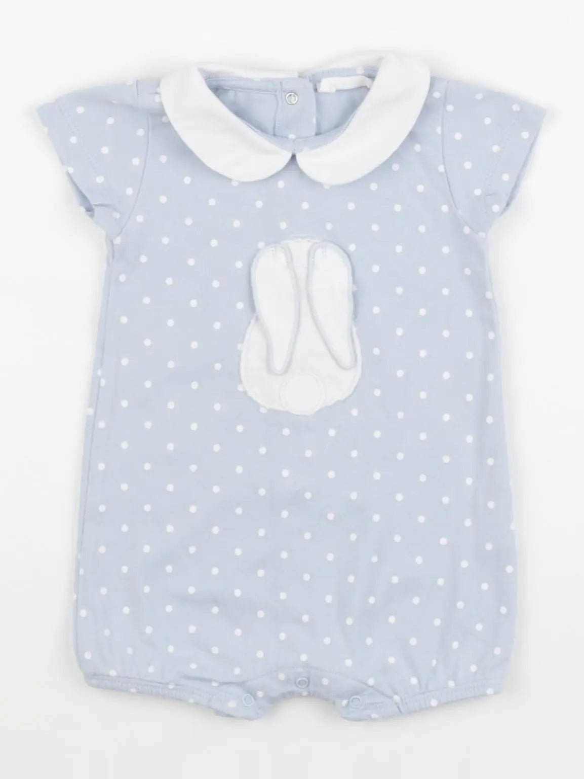 Neck & Neck - pyjama coton blanc, bleu - 0/2 mois