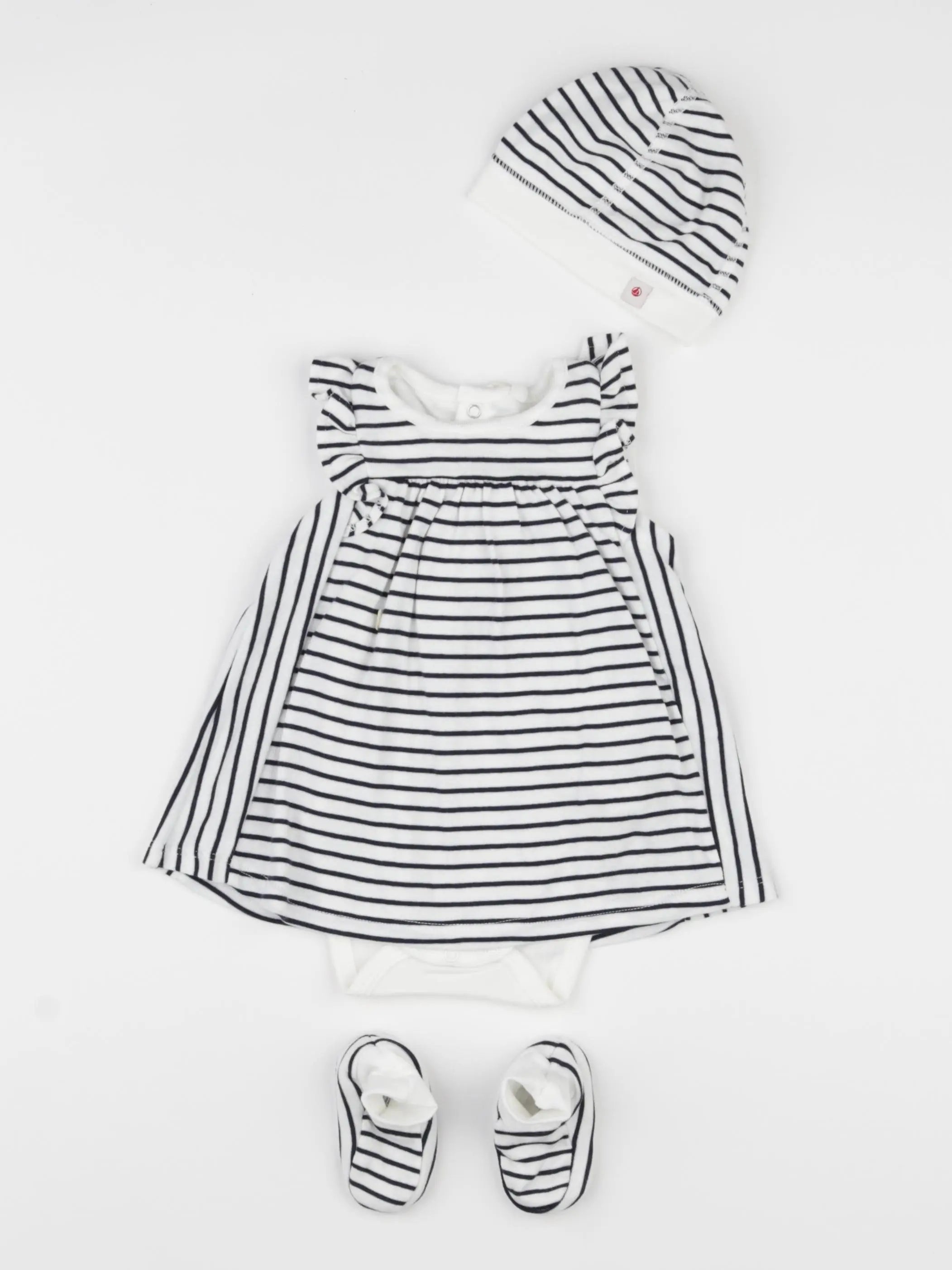 Petit Bateau - ensemble blanc, bleu - 3 mois