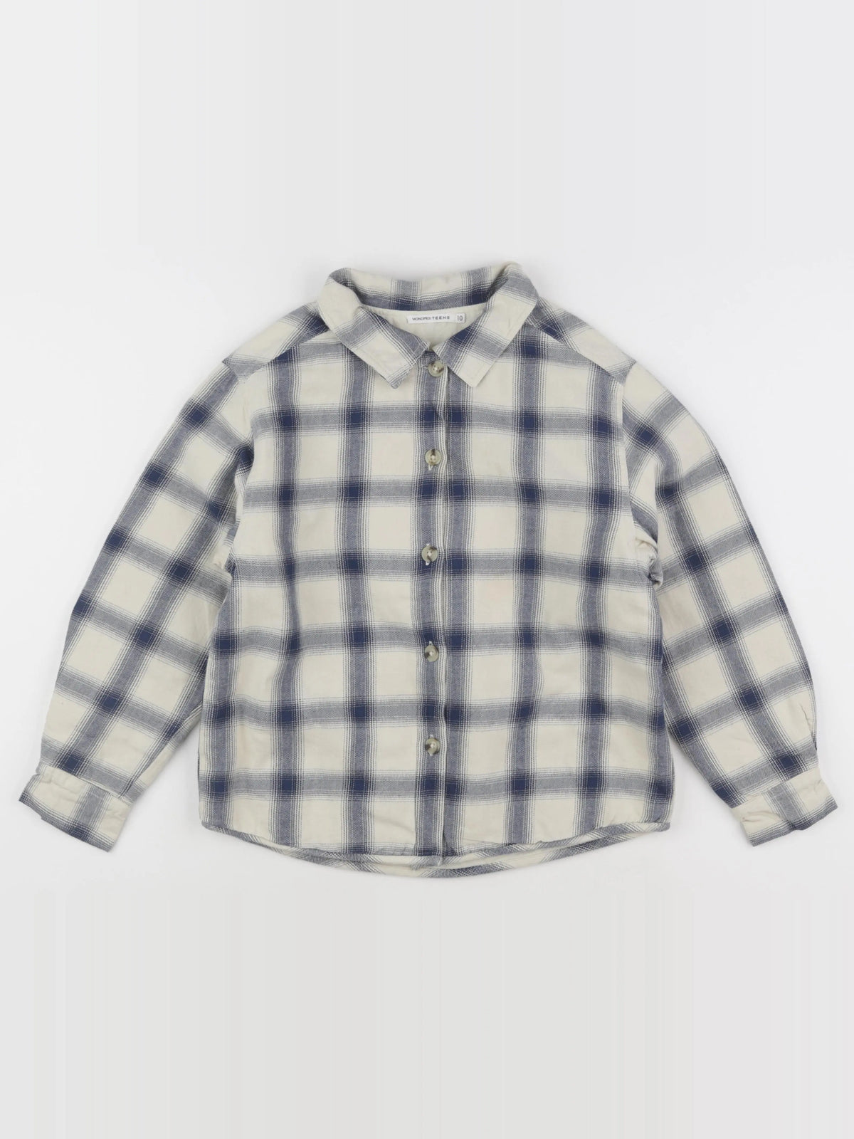 Monoprix - sur-chemise bleu, blanc - 10 ans