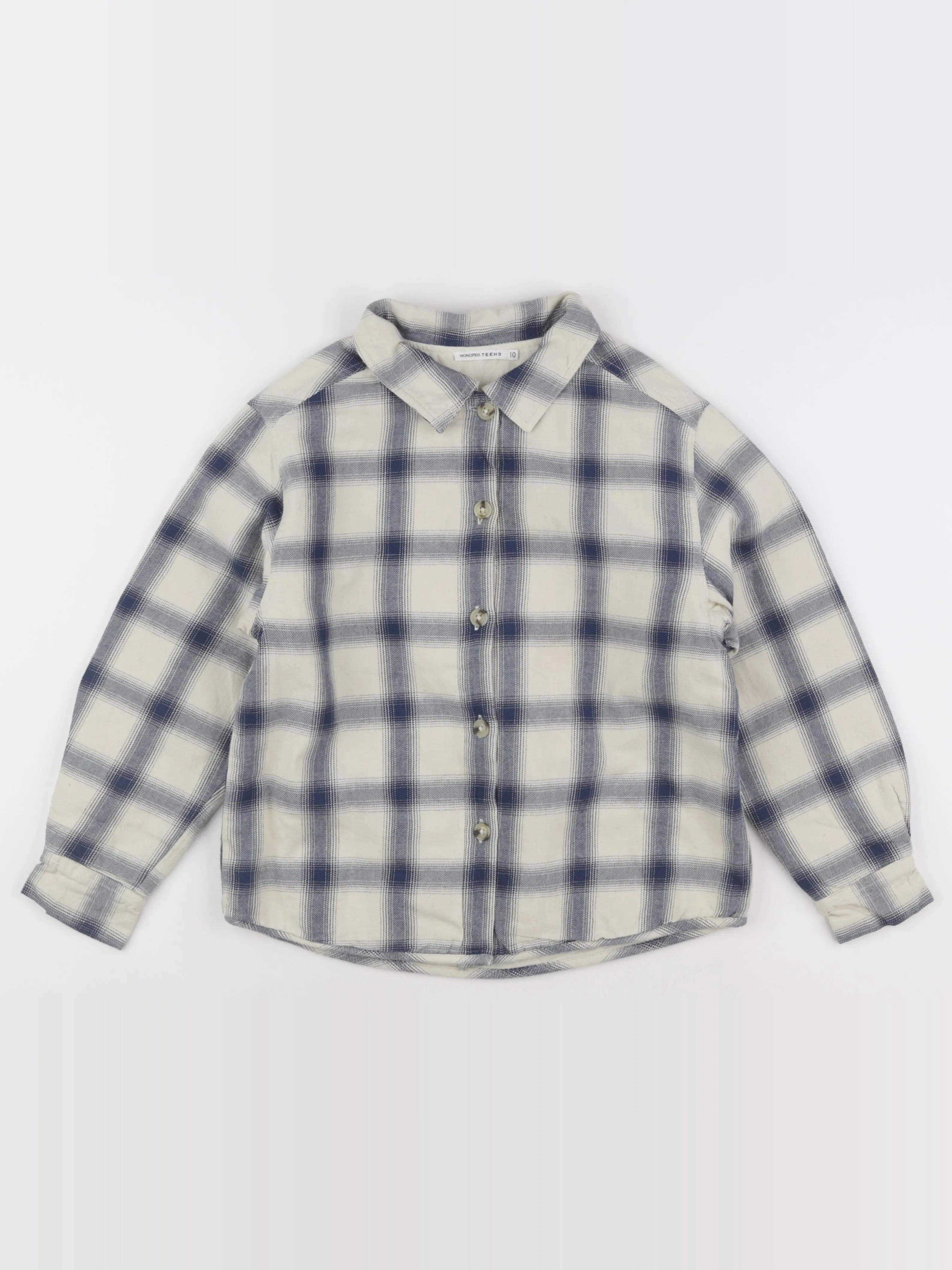 Monoprix - sur-chemise bleu, blanc - 10 ans