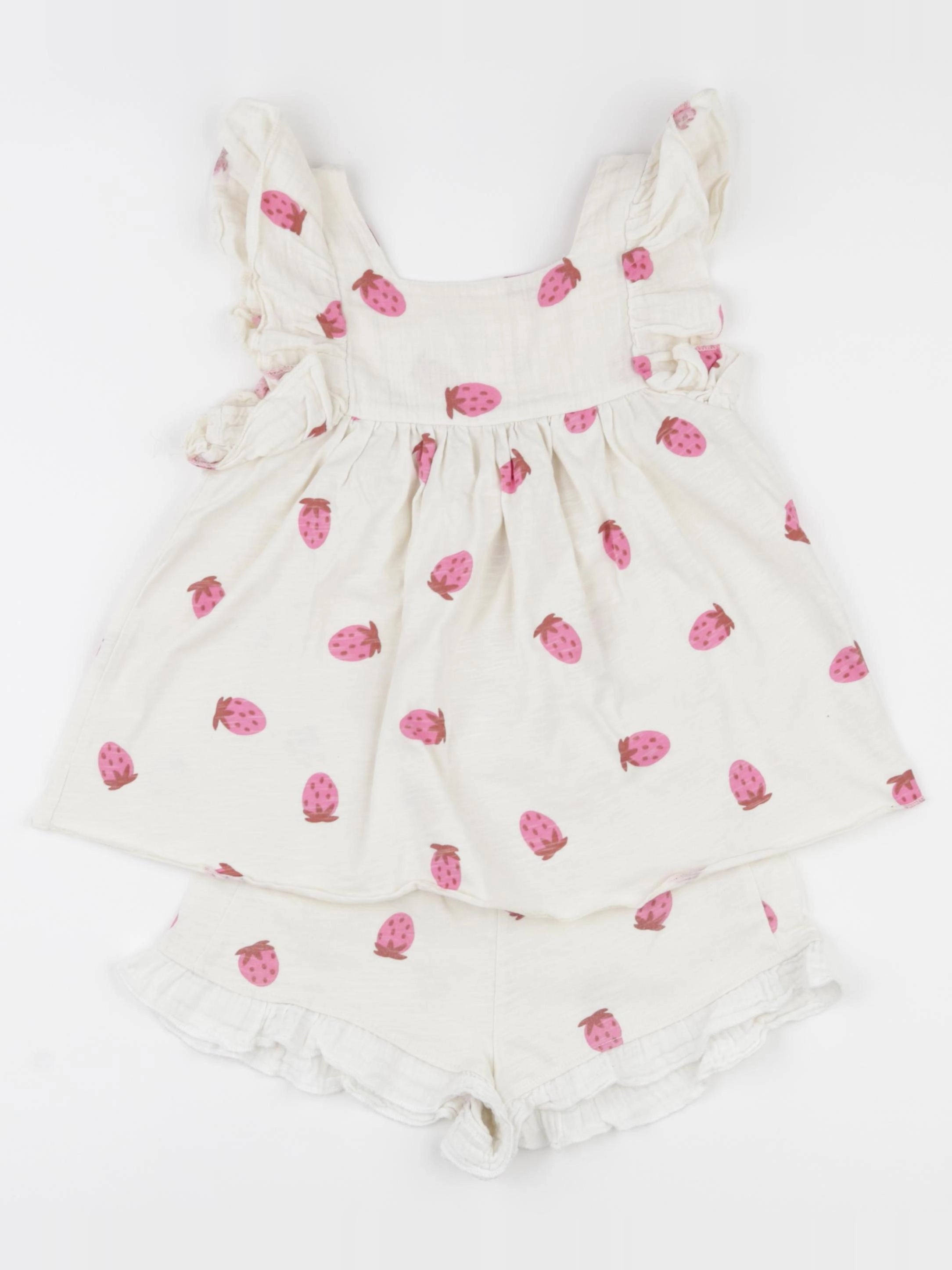 Zara - pyjama coton blanc, rose - 4/5 ans