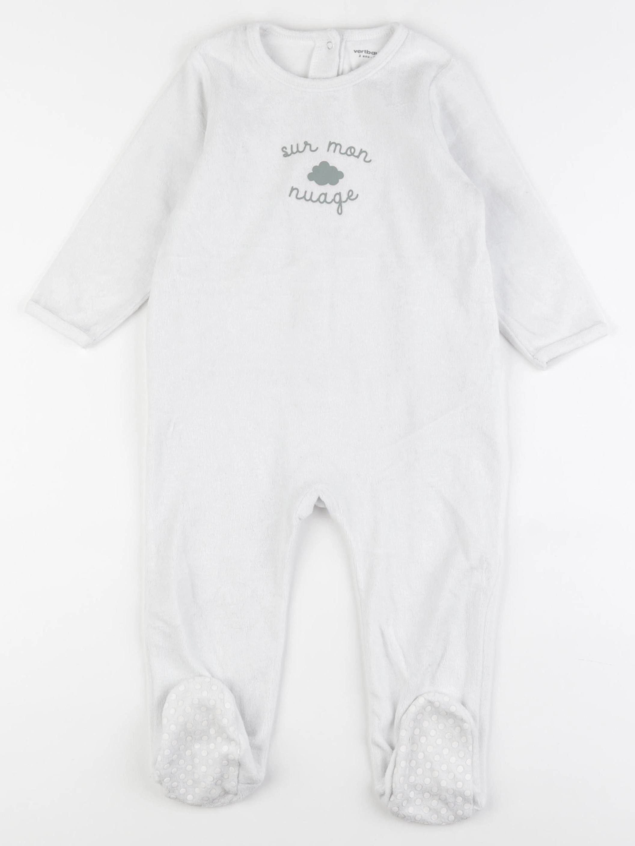 Vertbaudet - pyjama velours blanc - 2 ans