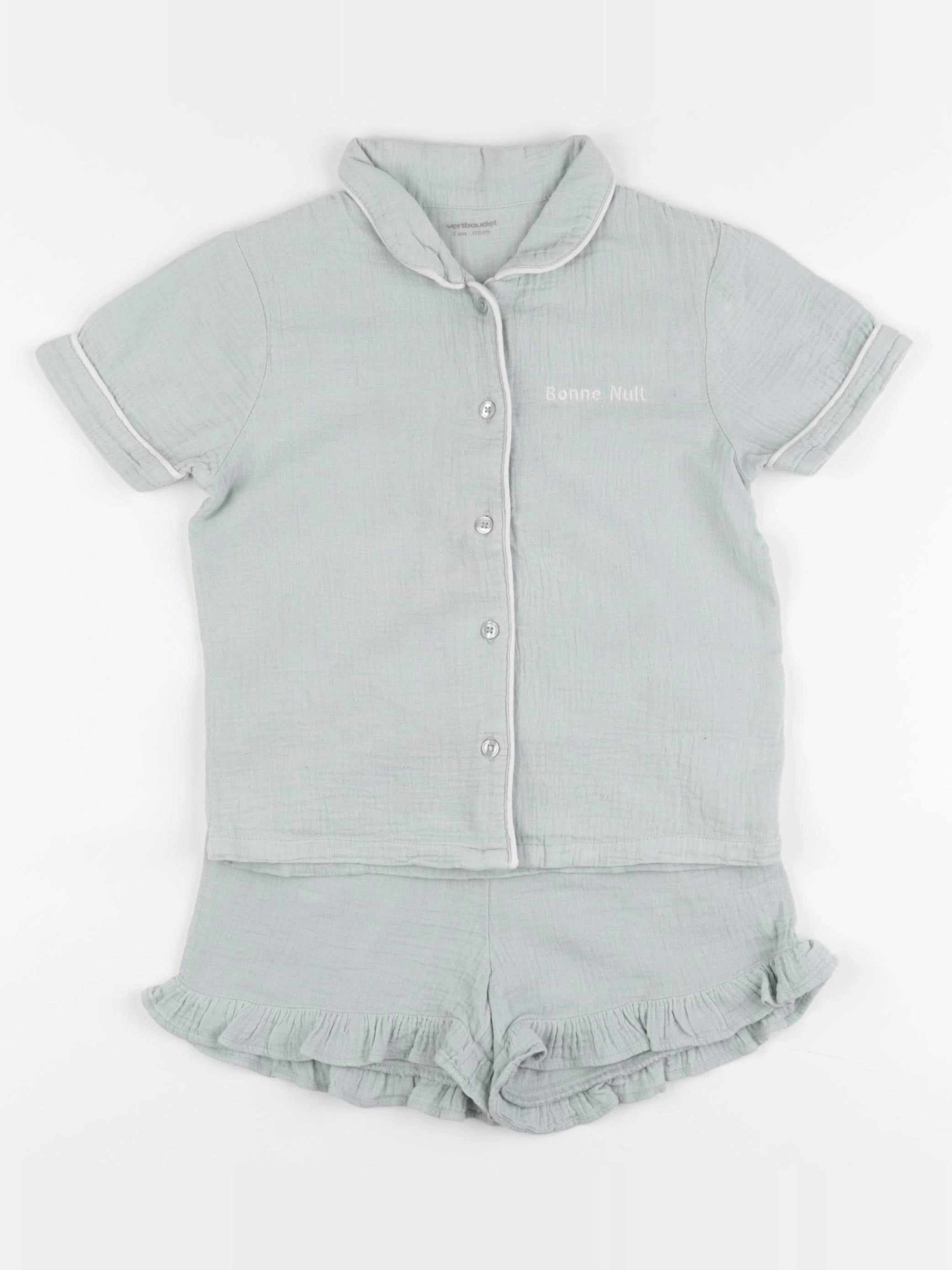Vertbaudet - pyjama coton vert - 5 ans