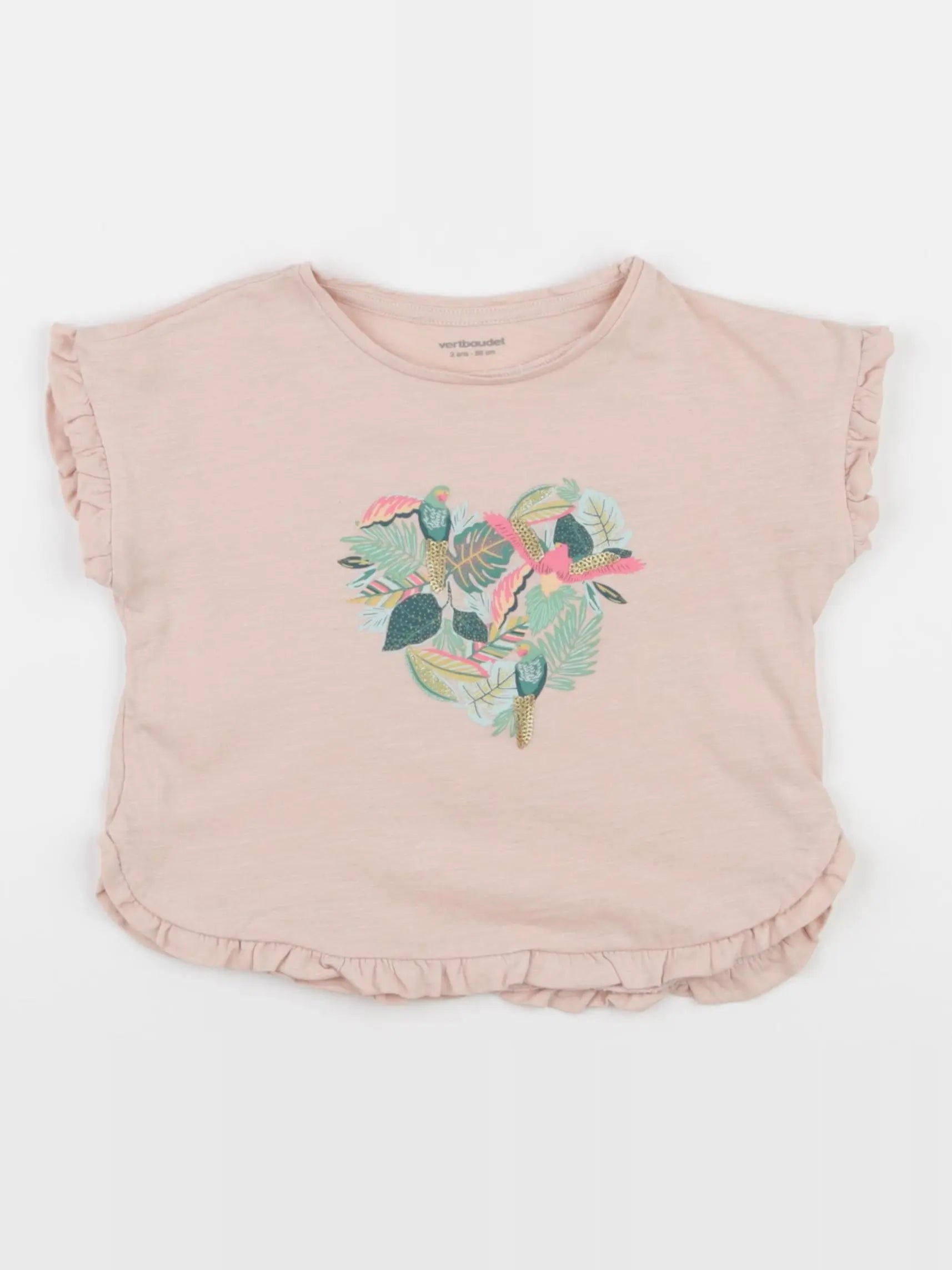 Vertbaudet - tee-shirt rose - 2 ans