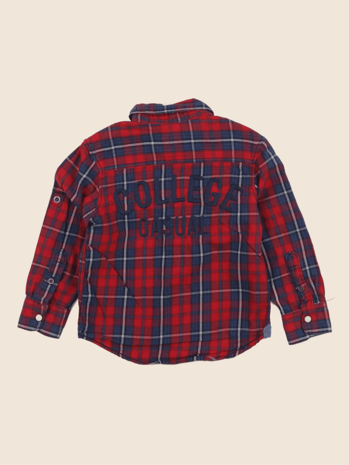 H&M - chemise bleu, rouge - 2/3 ans