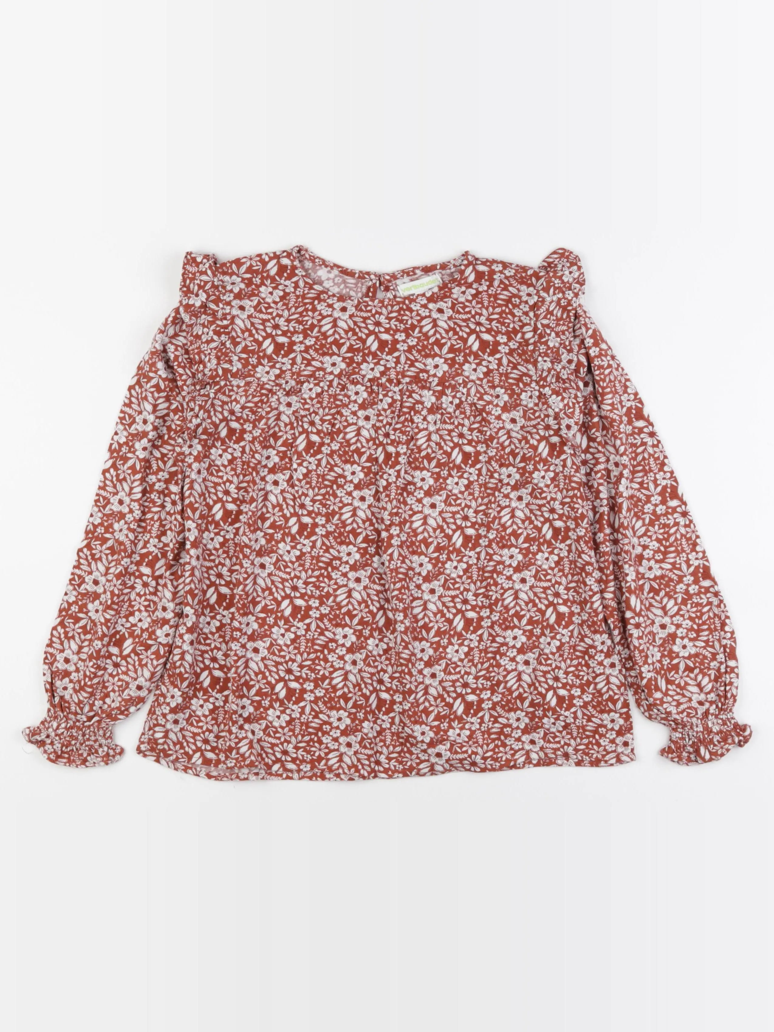 Vertbaudet - blouse orange, blanc - 9 ans
