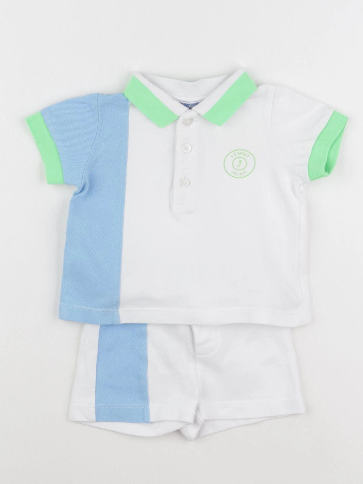 Jacadi - ensemble blanc, bleu - 6 mois