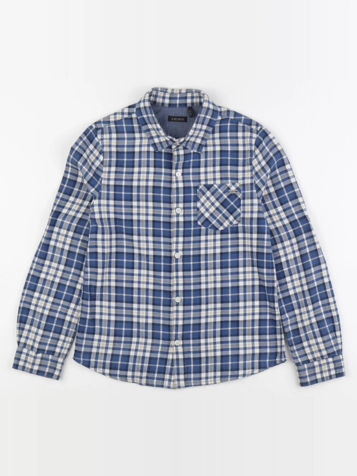 IKKS - chemise bleu, blanc - 8 ans
