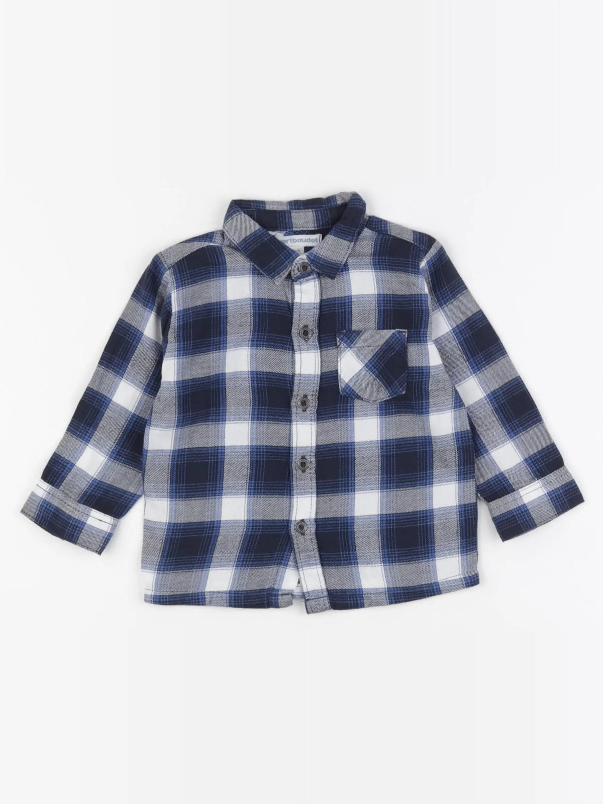 Vertbaudet - chemise bleu, noir - 9 mois