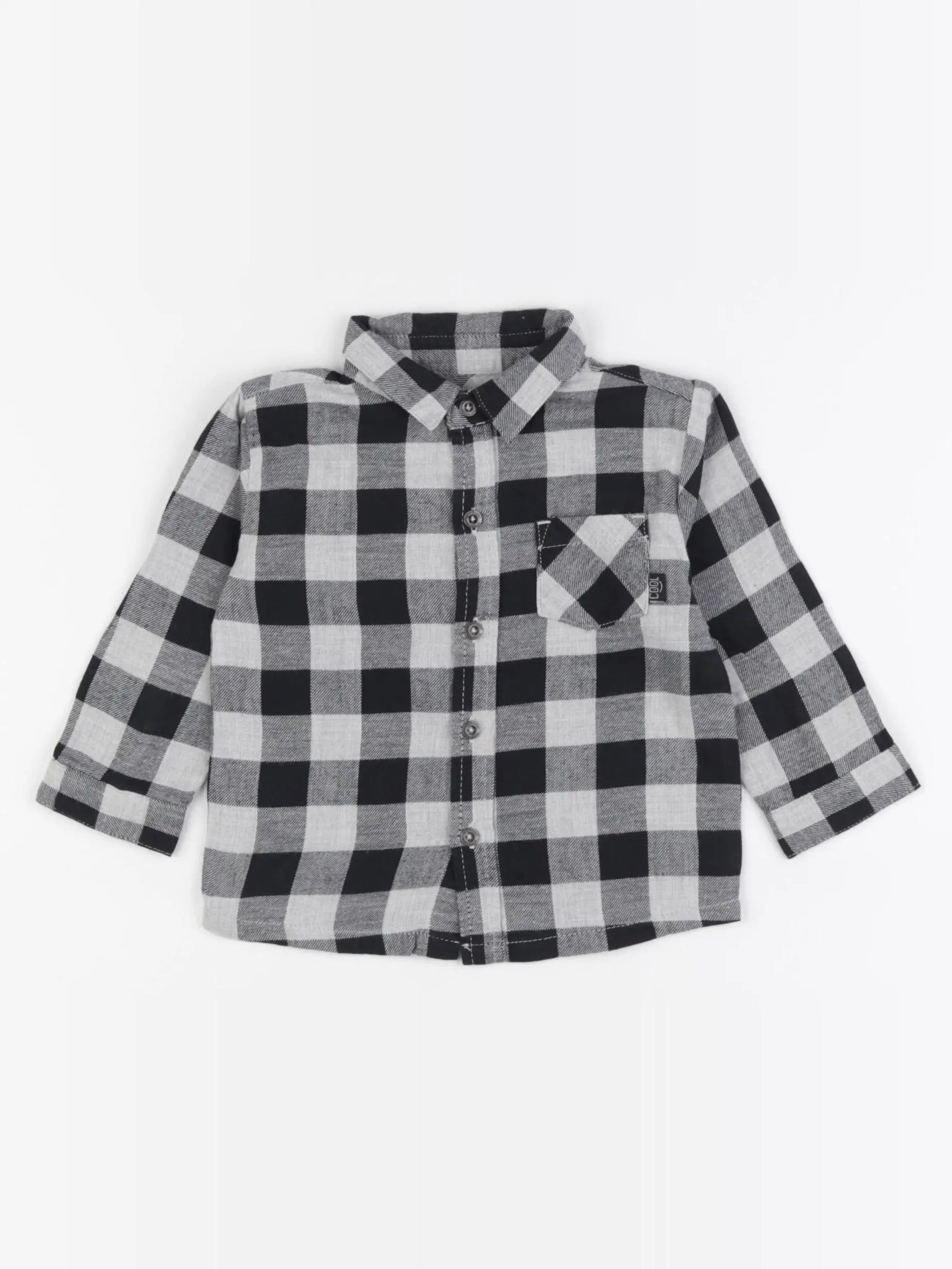 Vertbaudet - chemise noir, gris - 9 mois