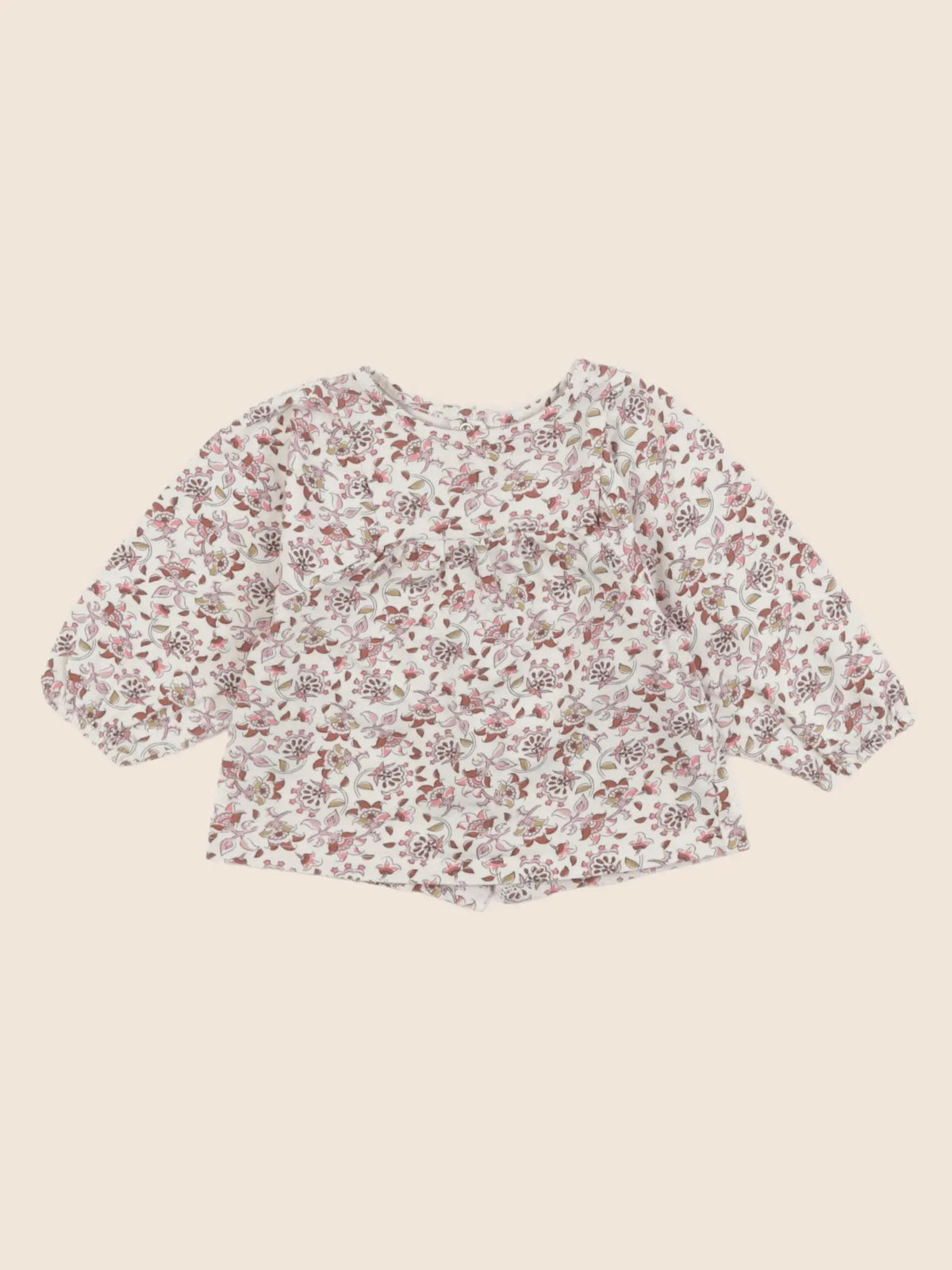 Vertbaudet - tee-shirt beige, marron, rose - 6 mois